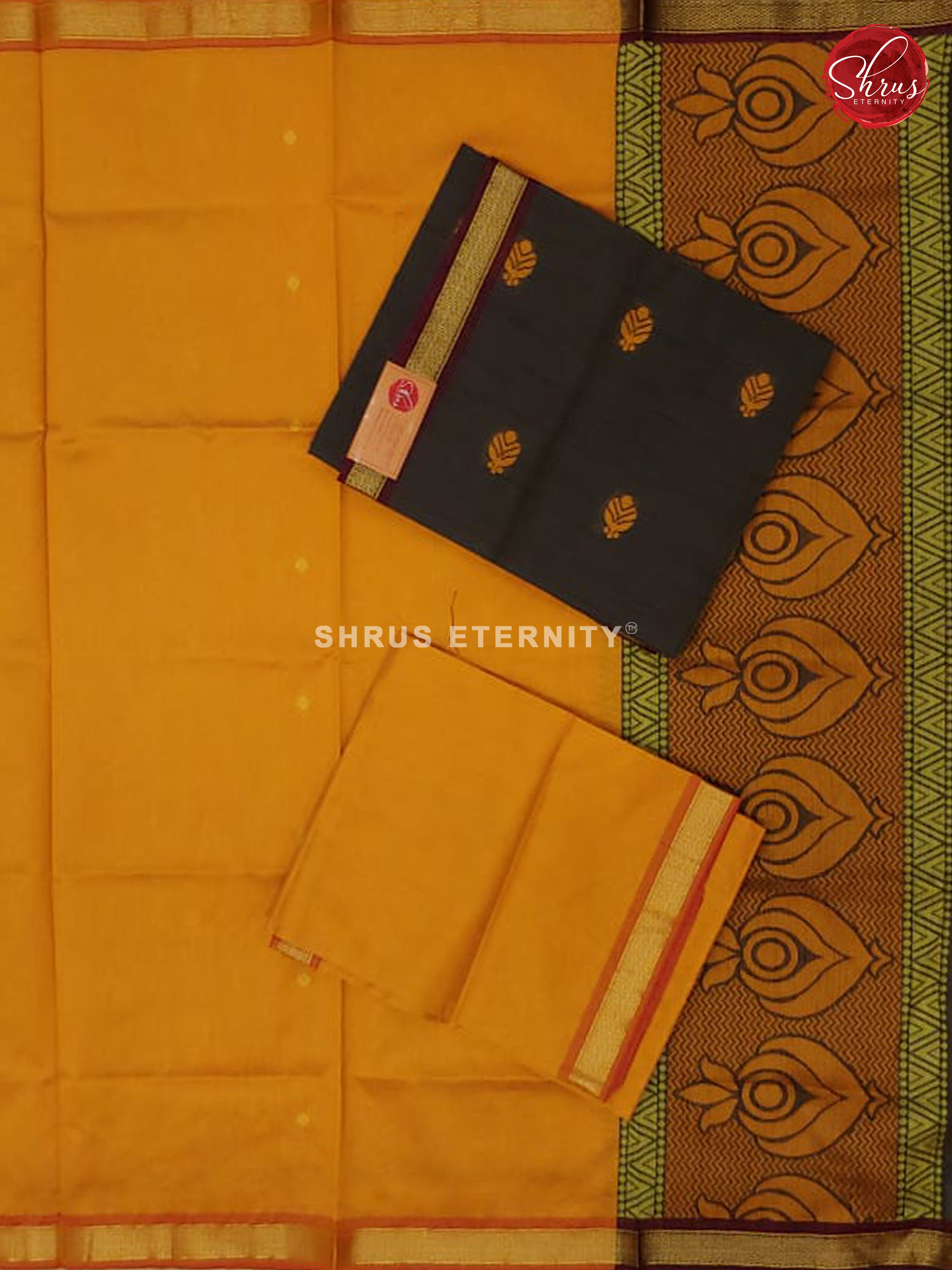 Black & Mustard Yellow - Semi Raw Silk Suit - Shop on ShrusEternity.com