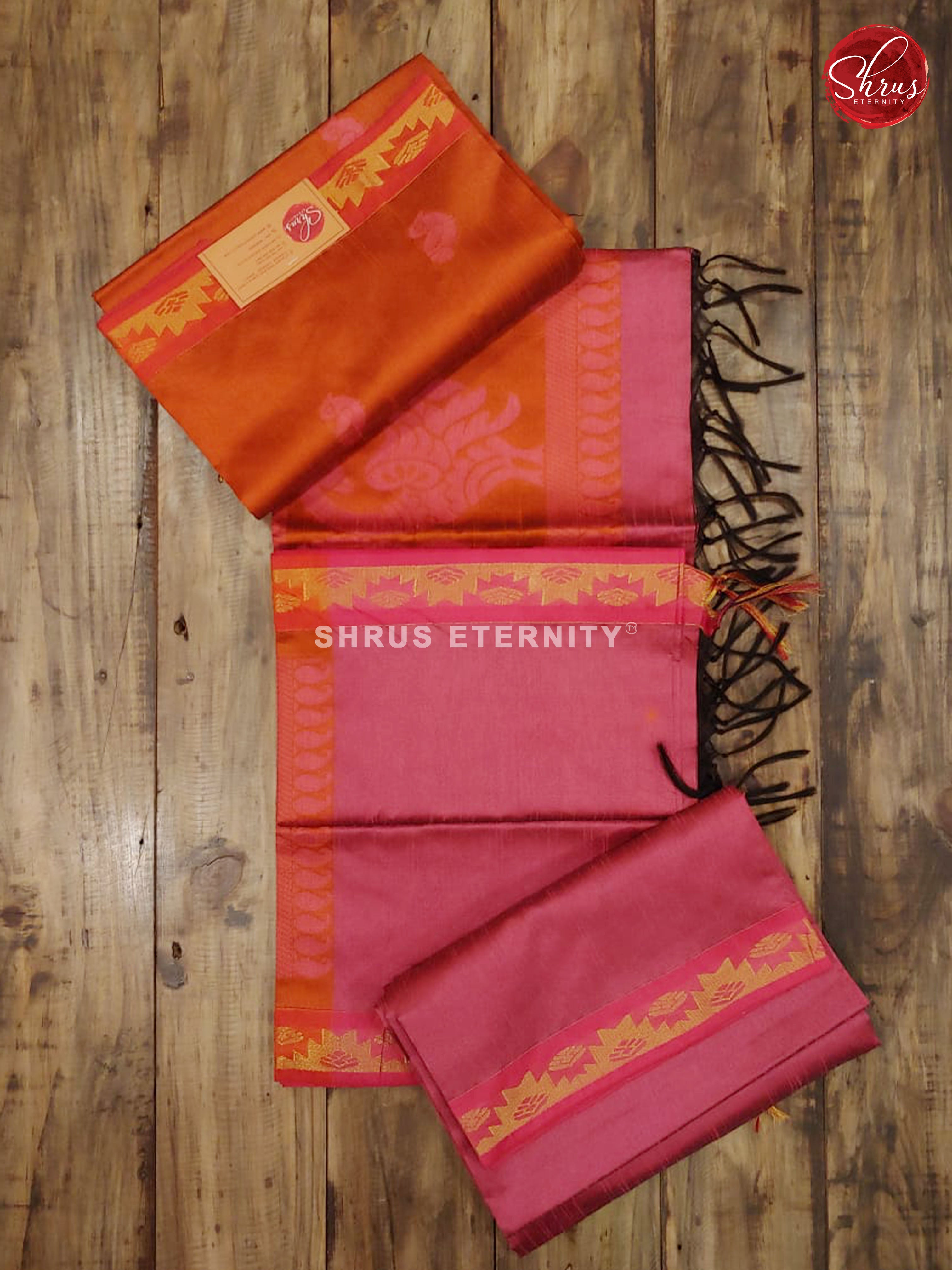 Orange & Piurplish pink - Semi Raw Silk Suit - Shop on ShrusEternity.com