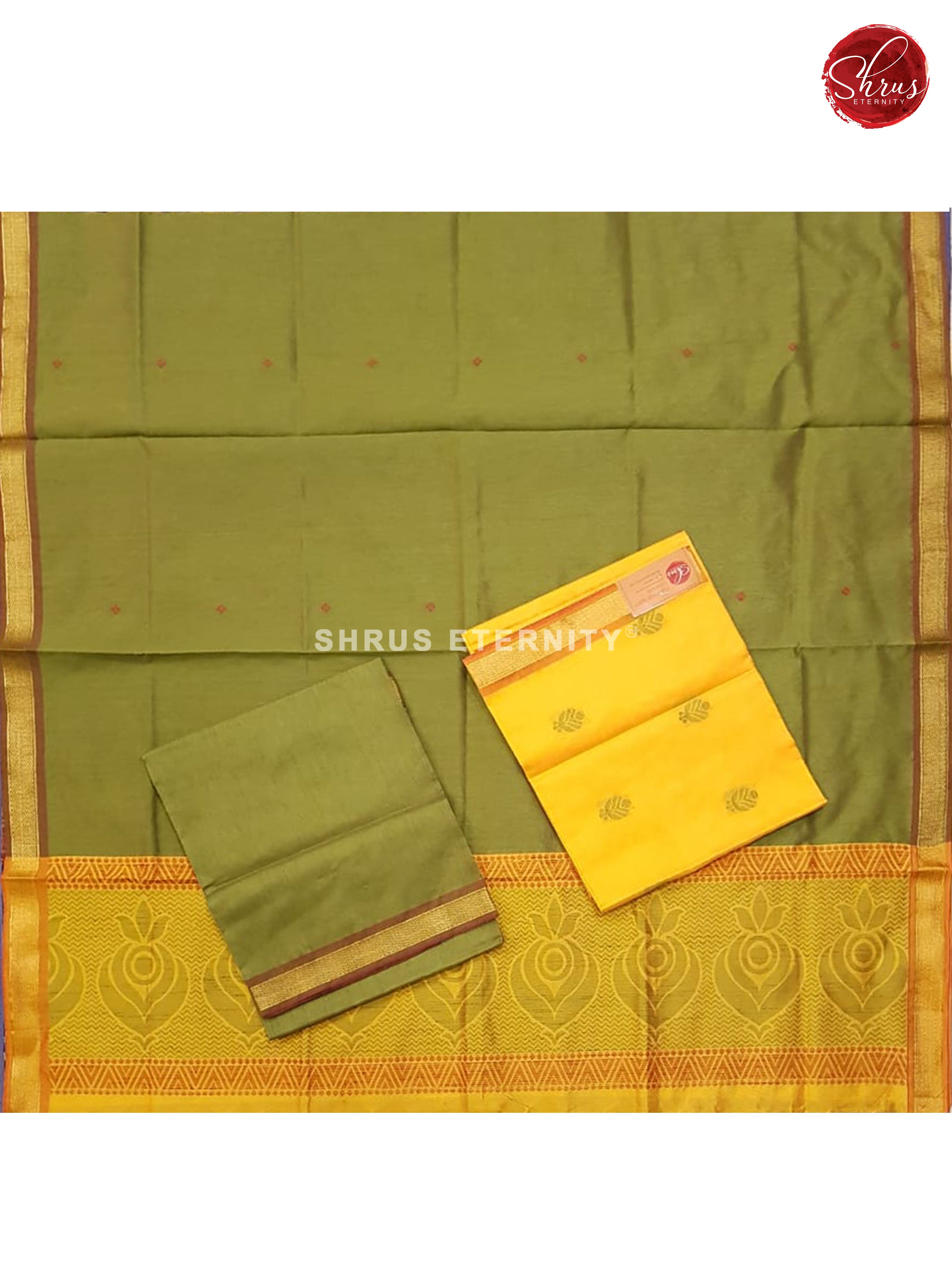 Yellow & Green - Semi raw Silk Suit - Shop on ShrusEternity.com