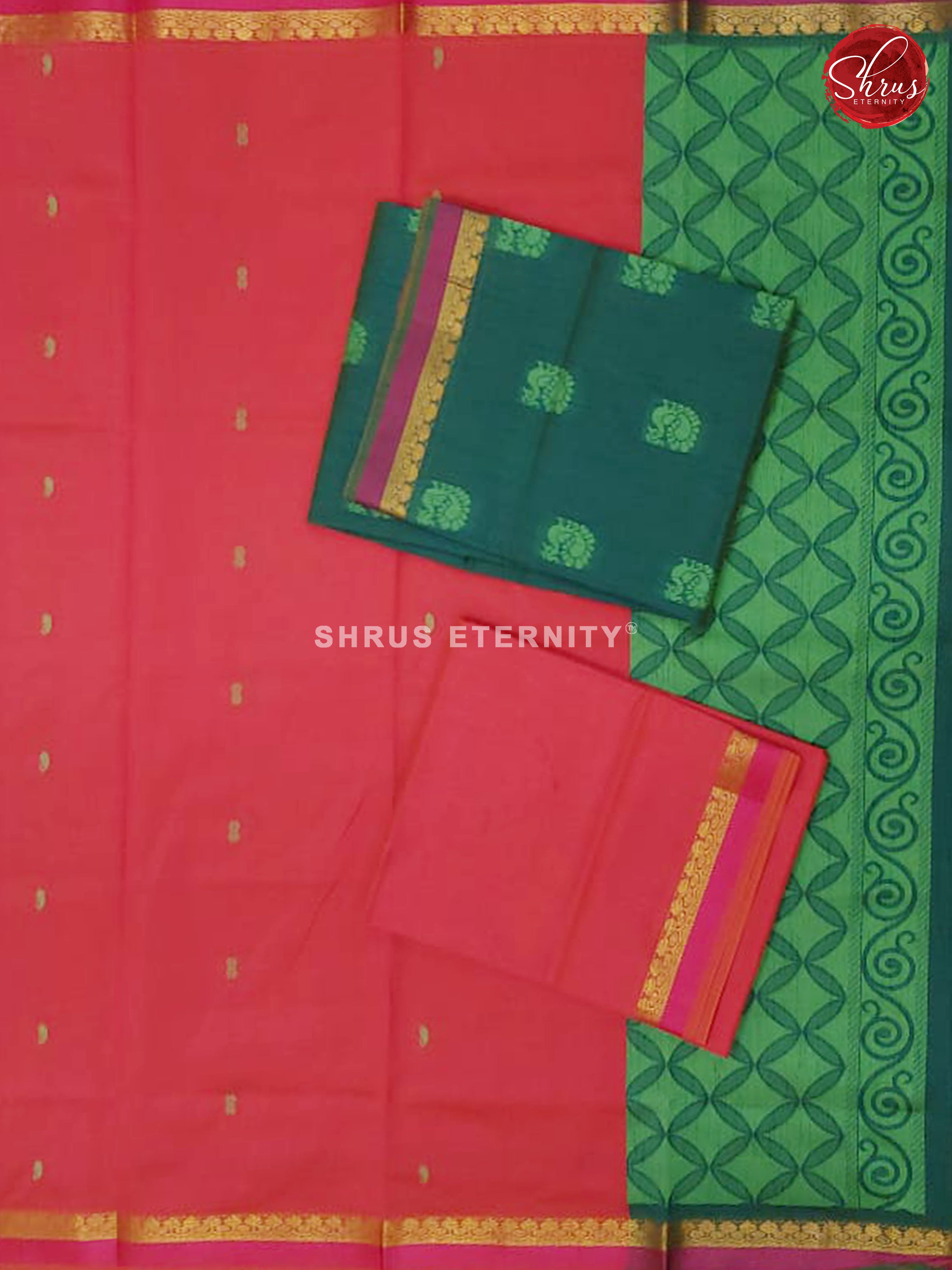 Dark Green & Pink - Semi Raw Silk Suit - Shop on ShrusEternity.com
