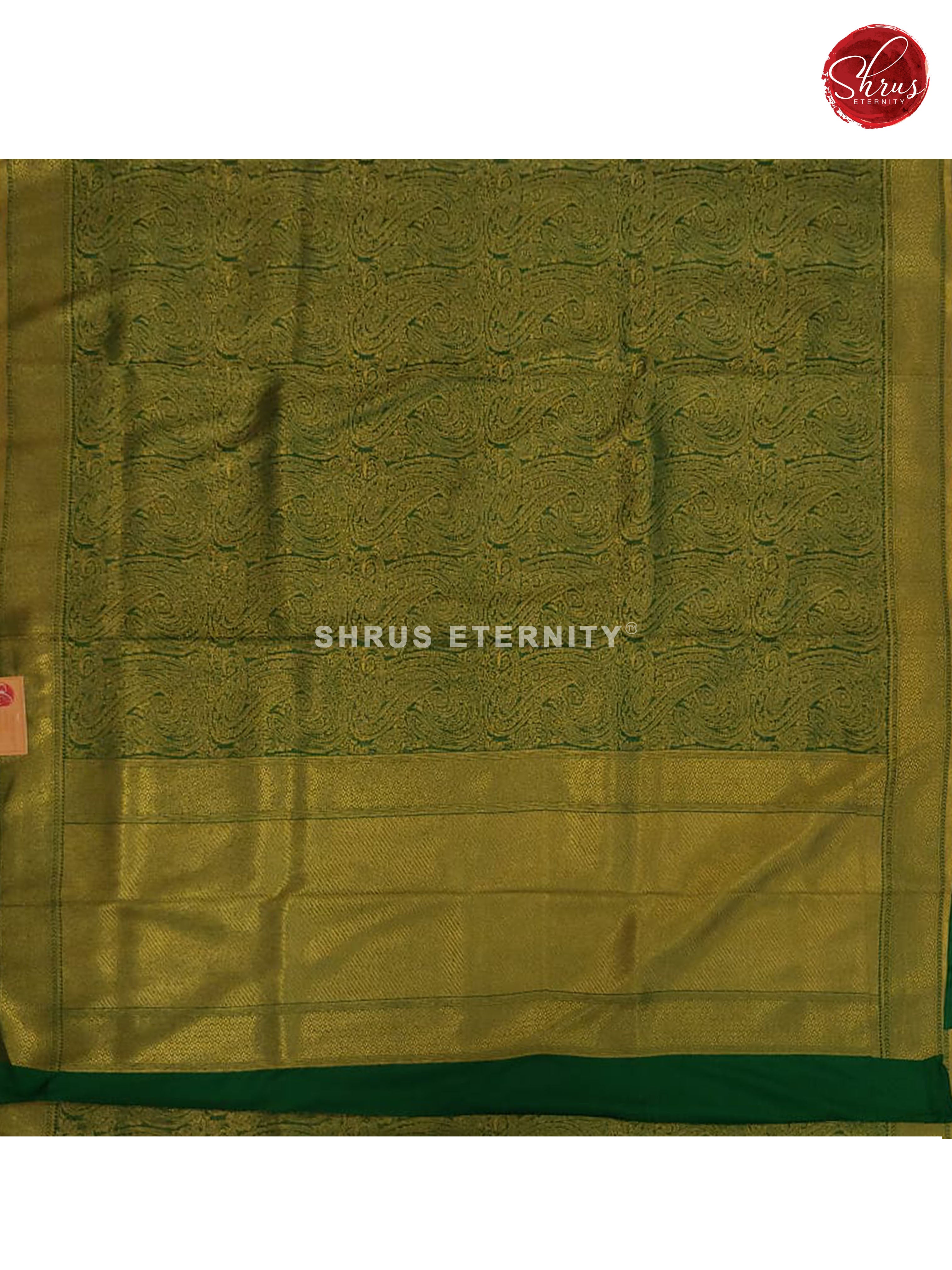 Dark Green (Single Tone) - Semi Banarasi - Shop on ShrusEternity.com