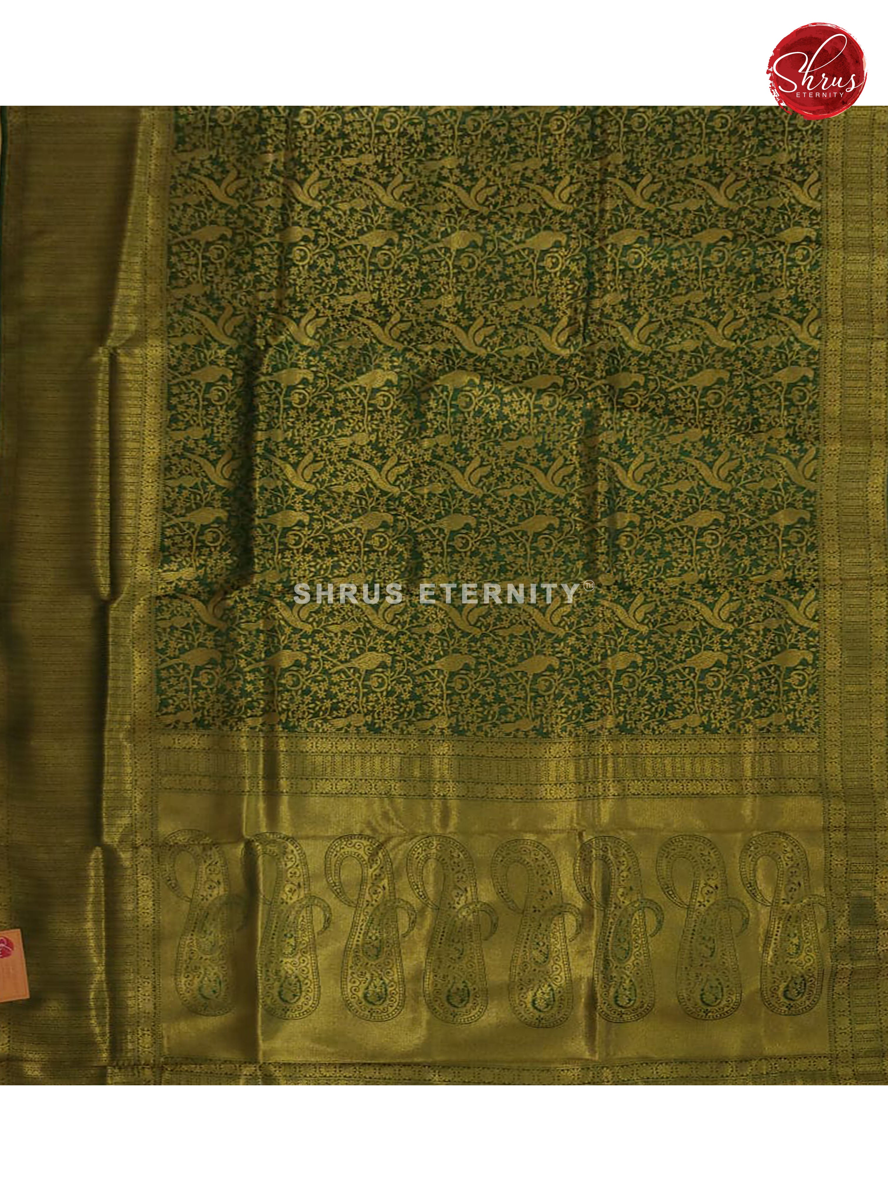 Dark Green(Single Tone) - Semi Banarasi - Shop on ShrusEternity.com