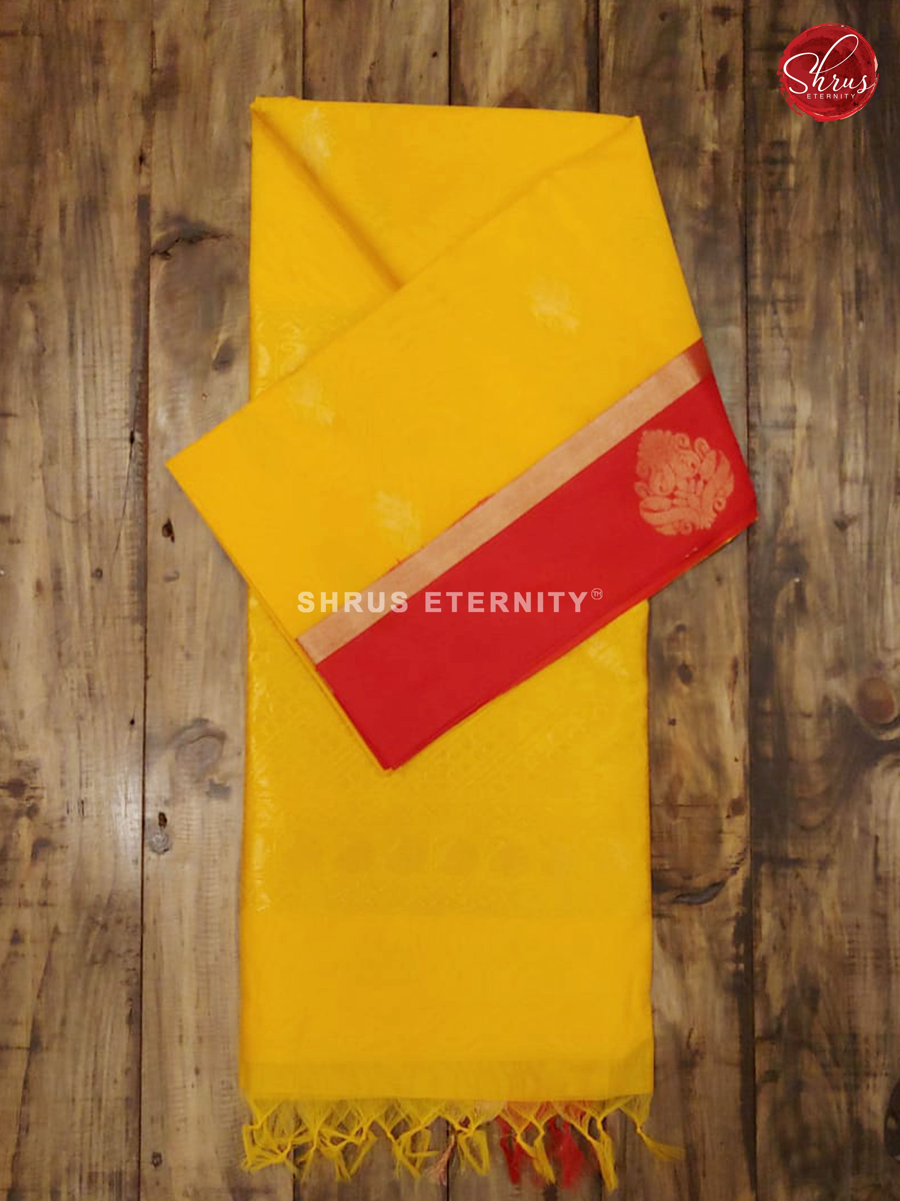 Yellow & Red - Kora Cotton Silk - Shop on ShrusEternity.com