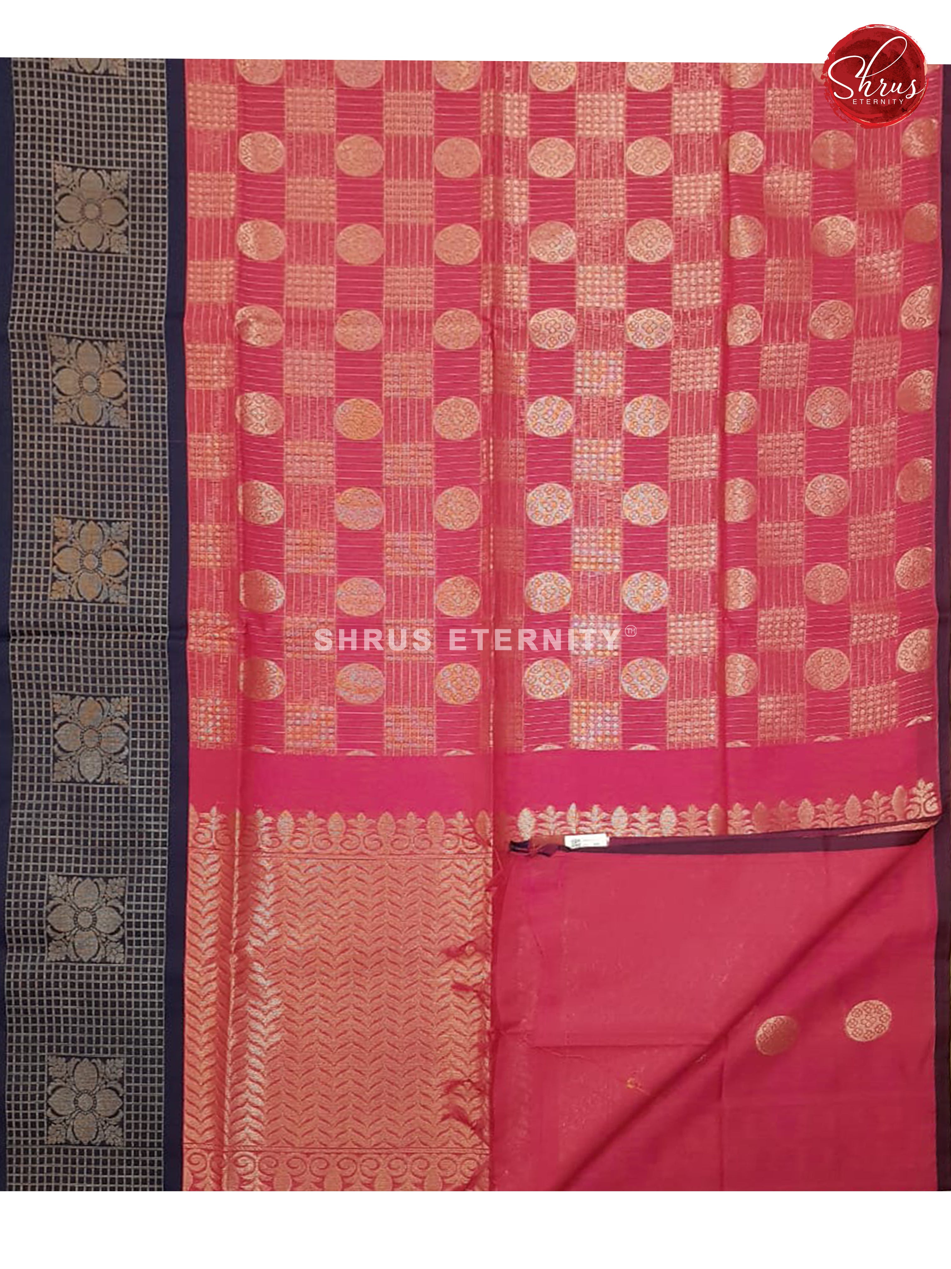 Pink & Dark Blue - Kora Cotton Silk - Shop on ShrusEternity.com