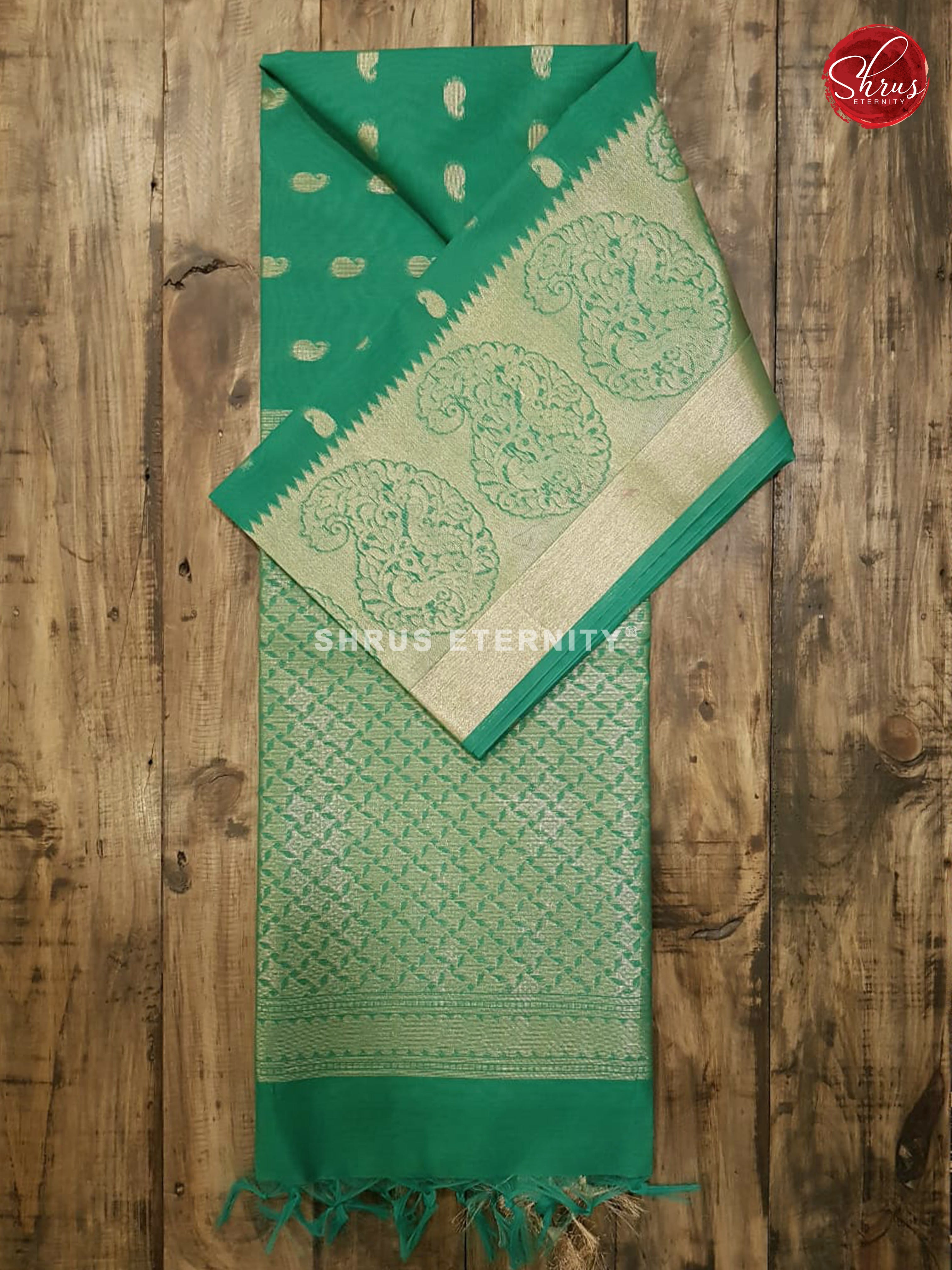 Green(Single Tone) - Kora Cotton Silk - Shop on ShrusEternity.com