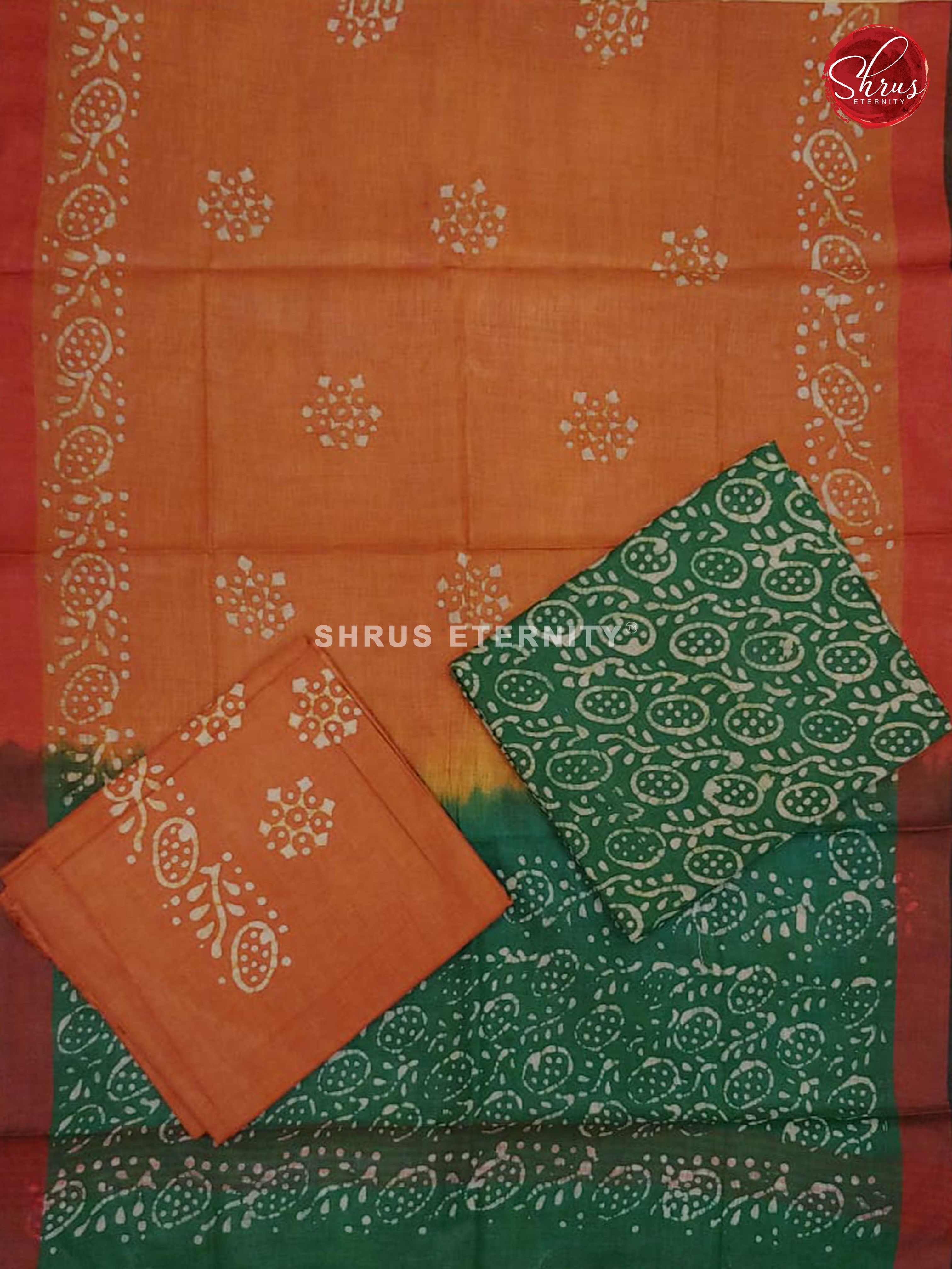 Green & Brick Orange - Bhatik salwar - Shop on ShrusEternity.com