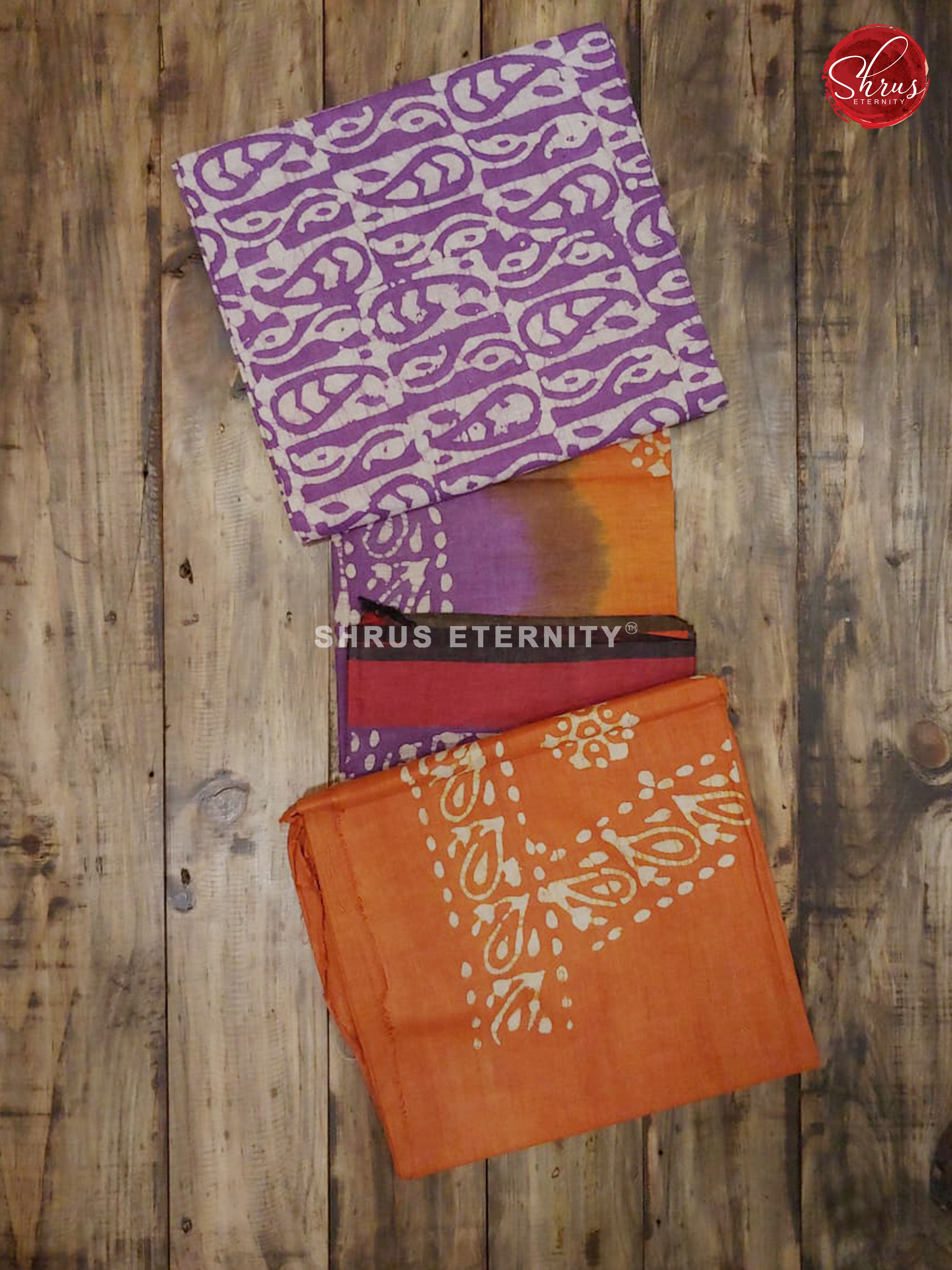 Lavender & Brick Orange - Bhatik Salwar - Shop on ShrusEternity.com