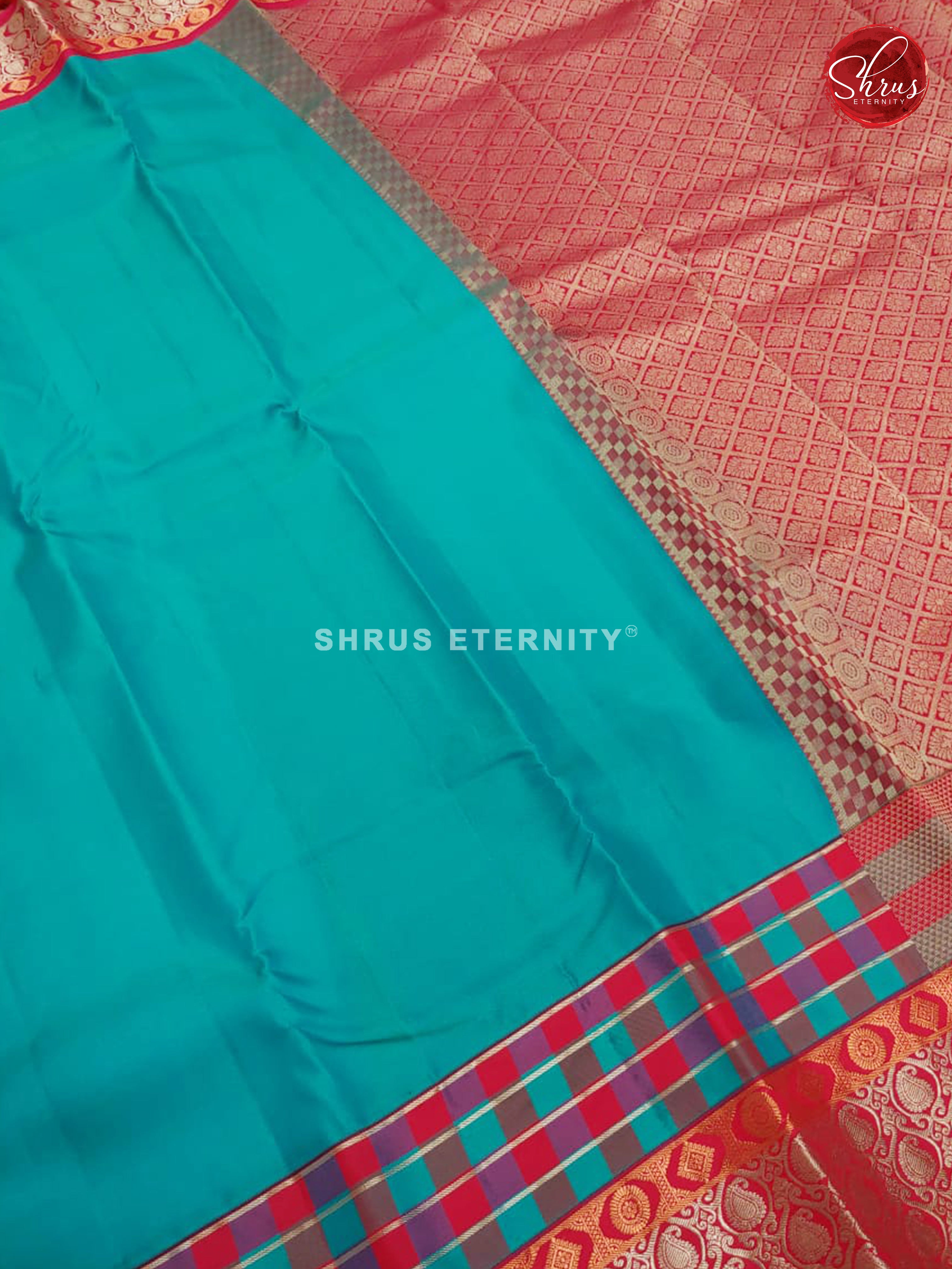 Blue & Candy Pink - Kanchipuram Silk - Shop on ShrusEternity.com