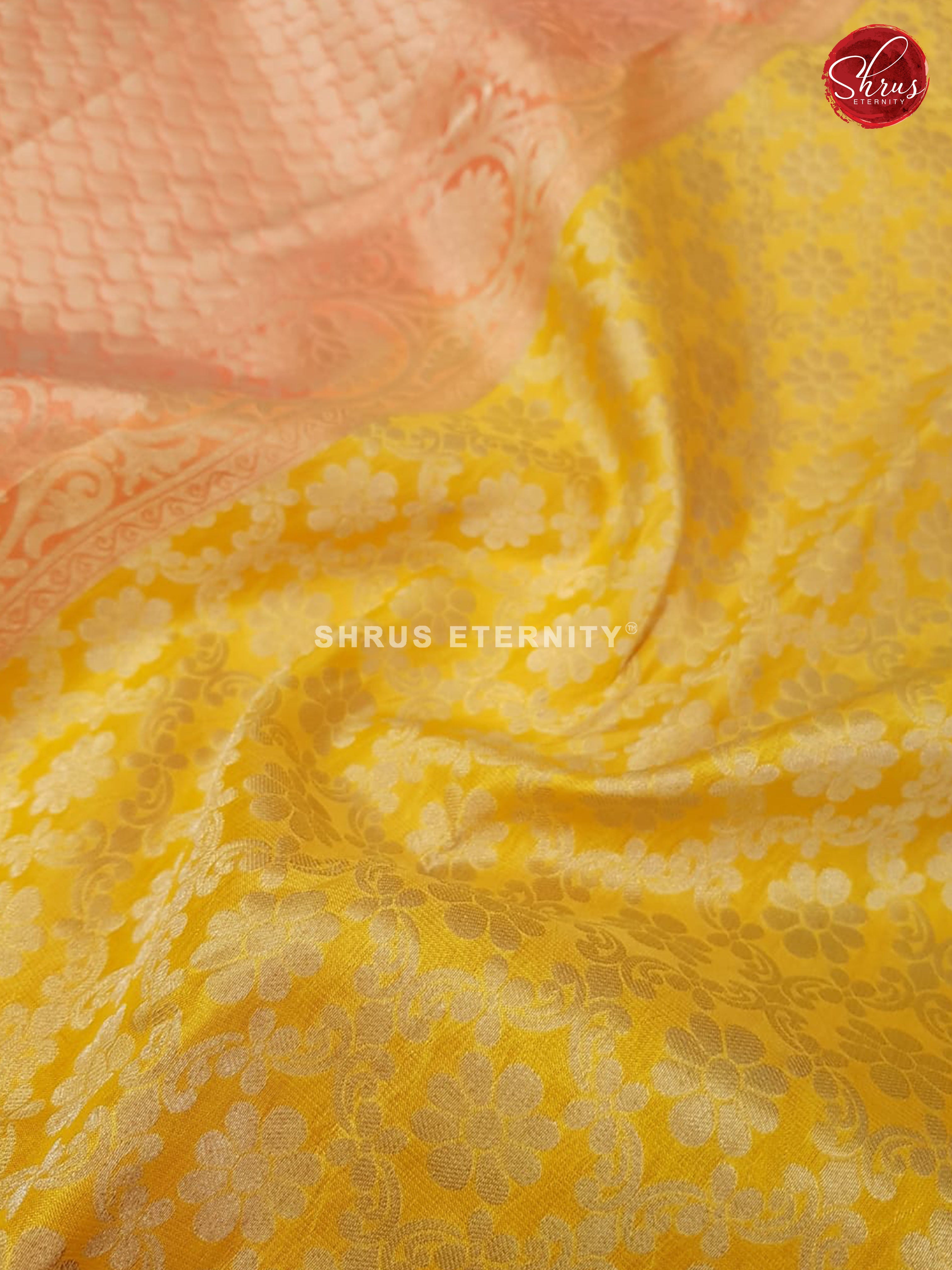 Lime Yellow & Orangish Pink - Kanchipuram Silk - Shop on ShrusEternity.com