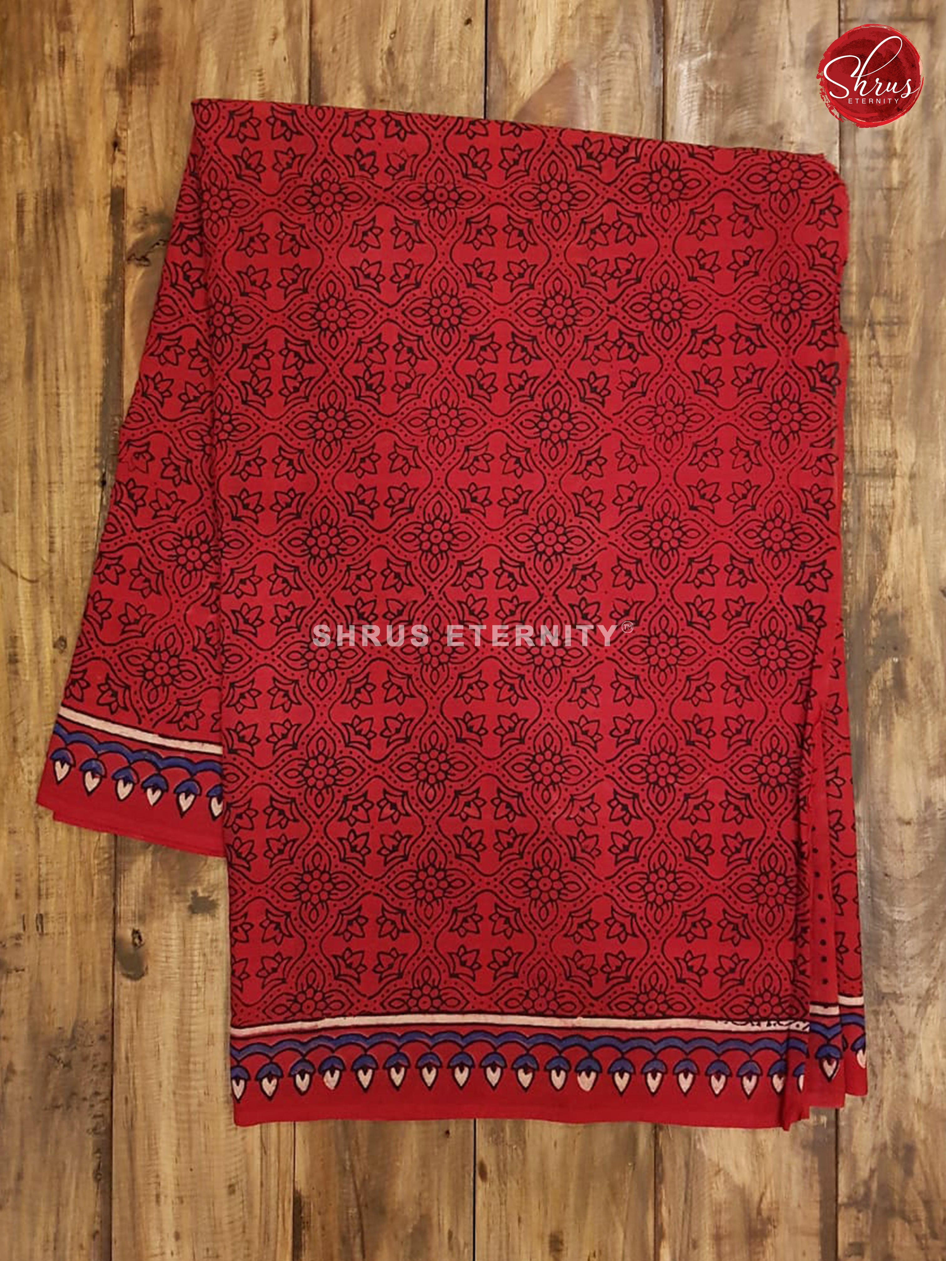 Red(Single Tone)  -  Ajrakh Cotton - Shop on ShrusEternity.com