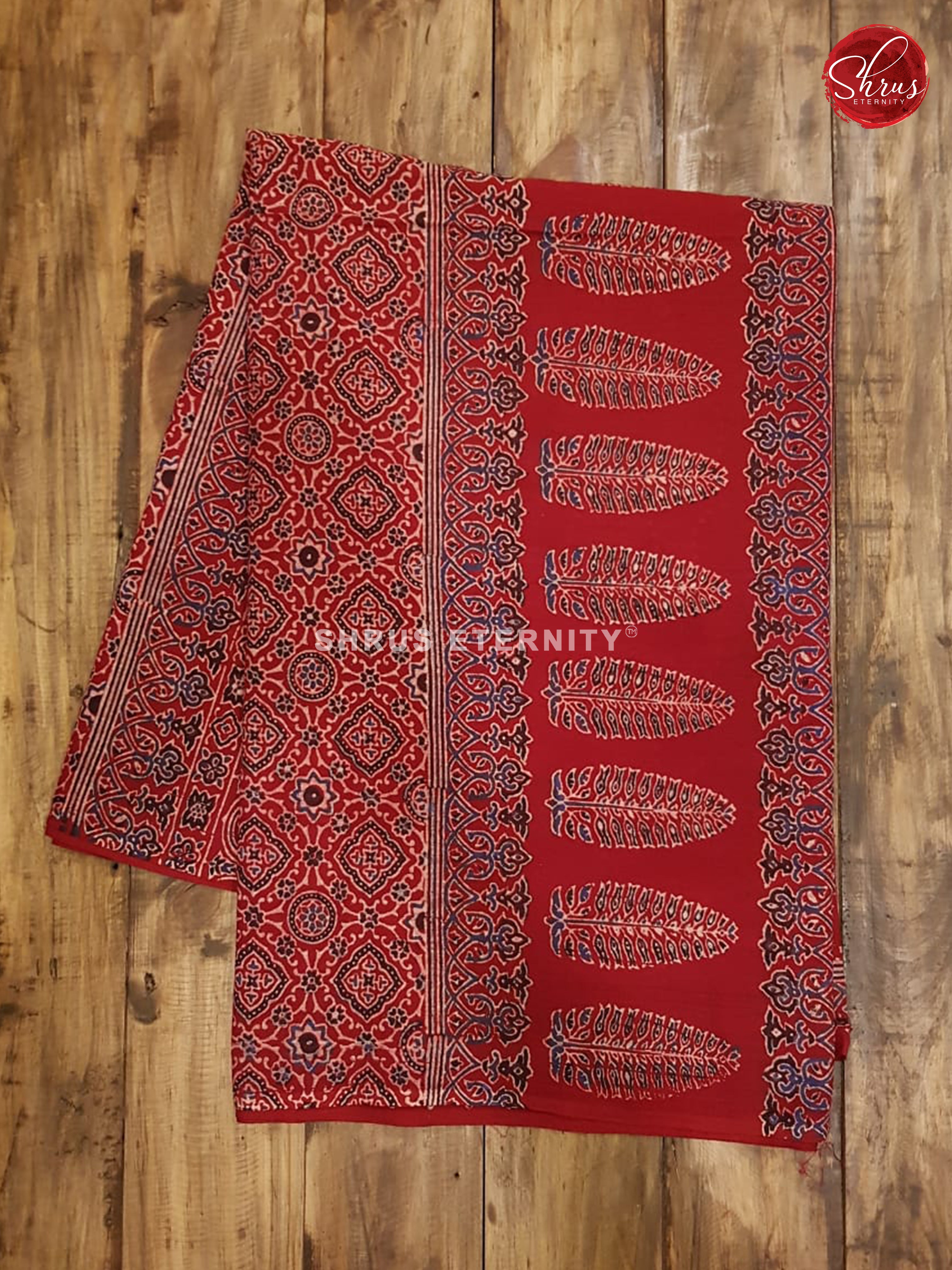 Red ( Single Tone ) - Ajrakh Cotton - Shop on ShrusEternity.com