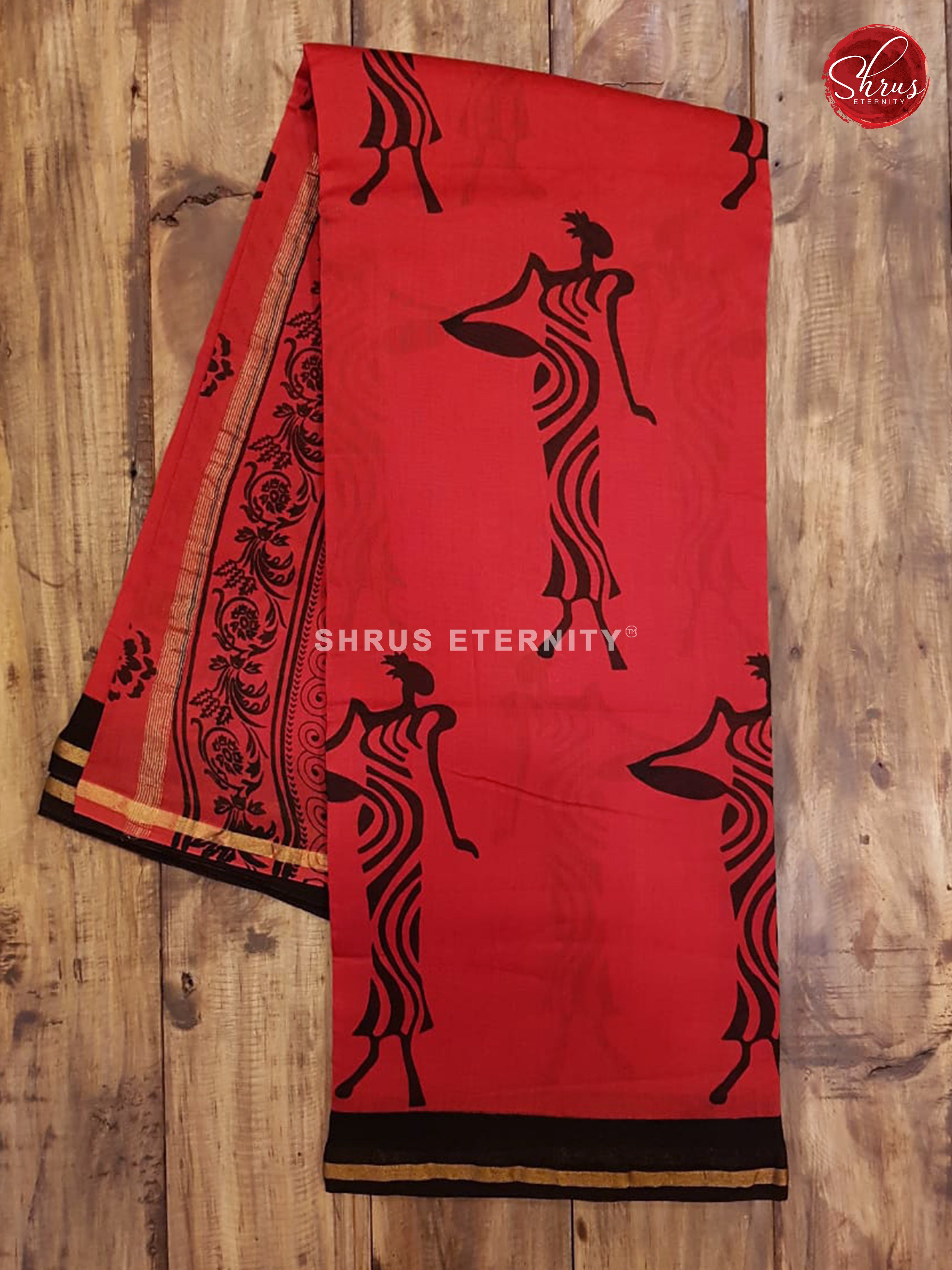 Red & black - Chanderi - Shop on ShrusEternity.com