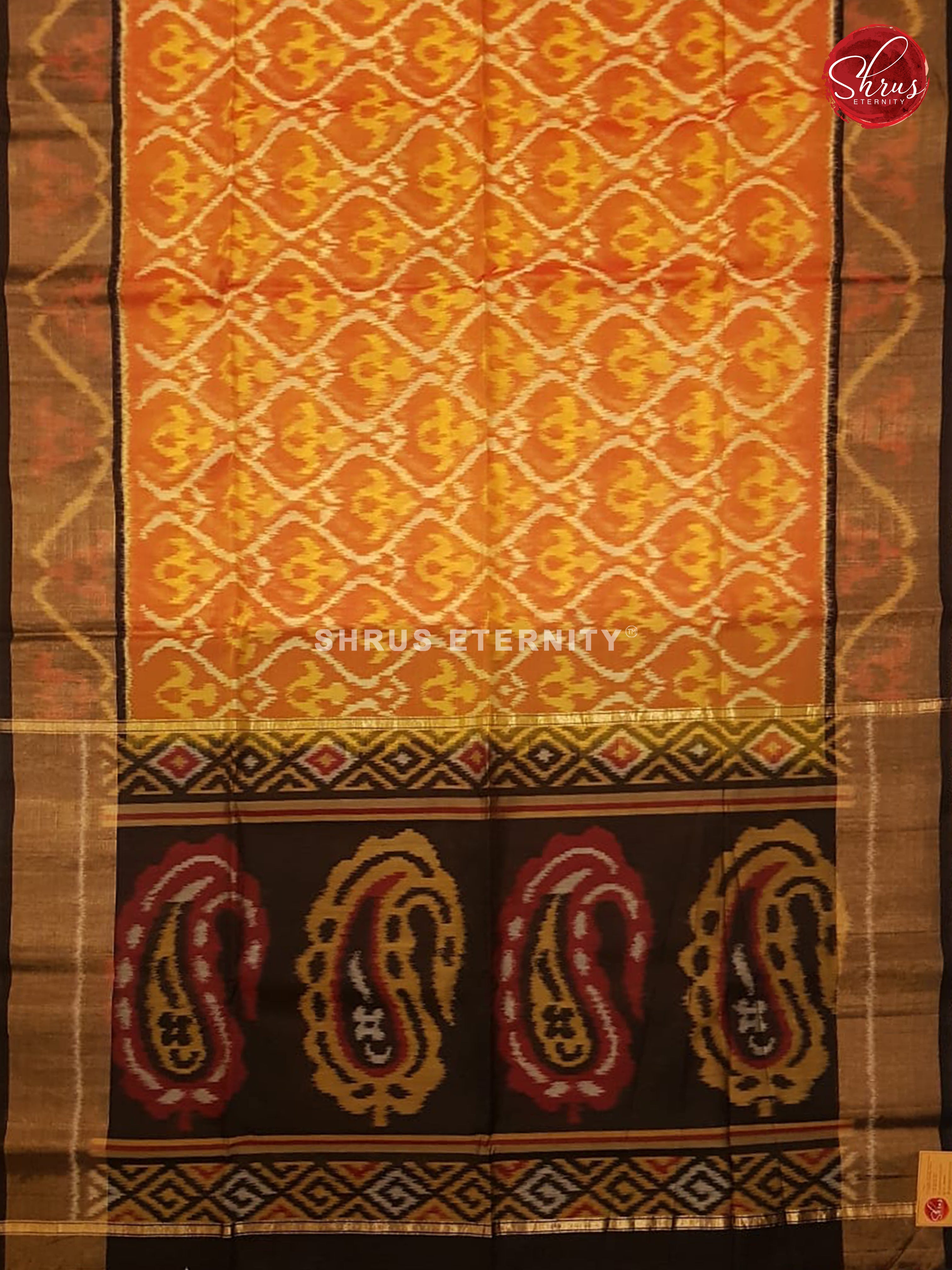 Orange & Black - Pochampally Silk Cotton - Shop on ShrusEternity.com