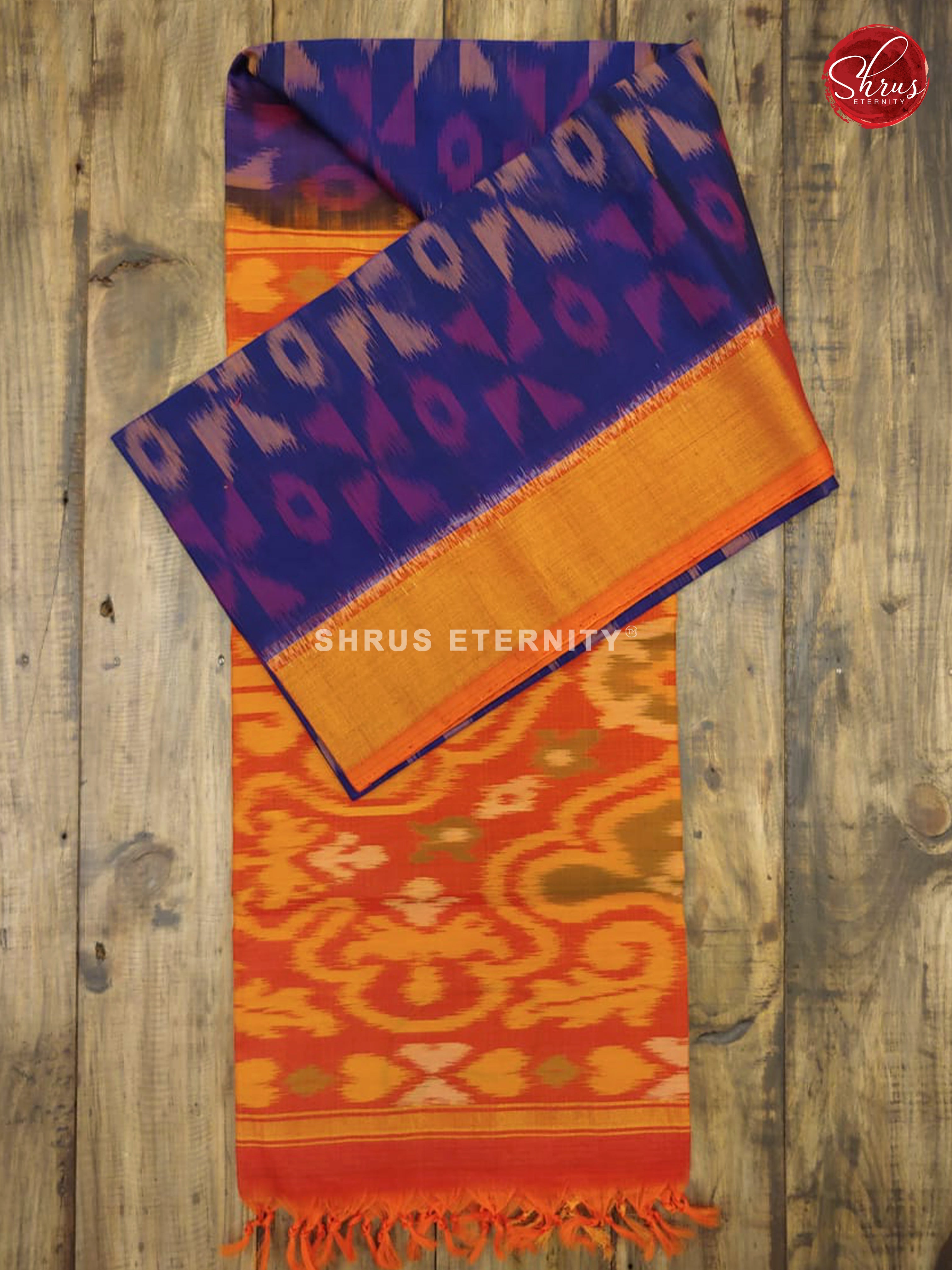 Blue & Orange - Pochampally Silk Cotton - Shop on ShrusEternity.com