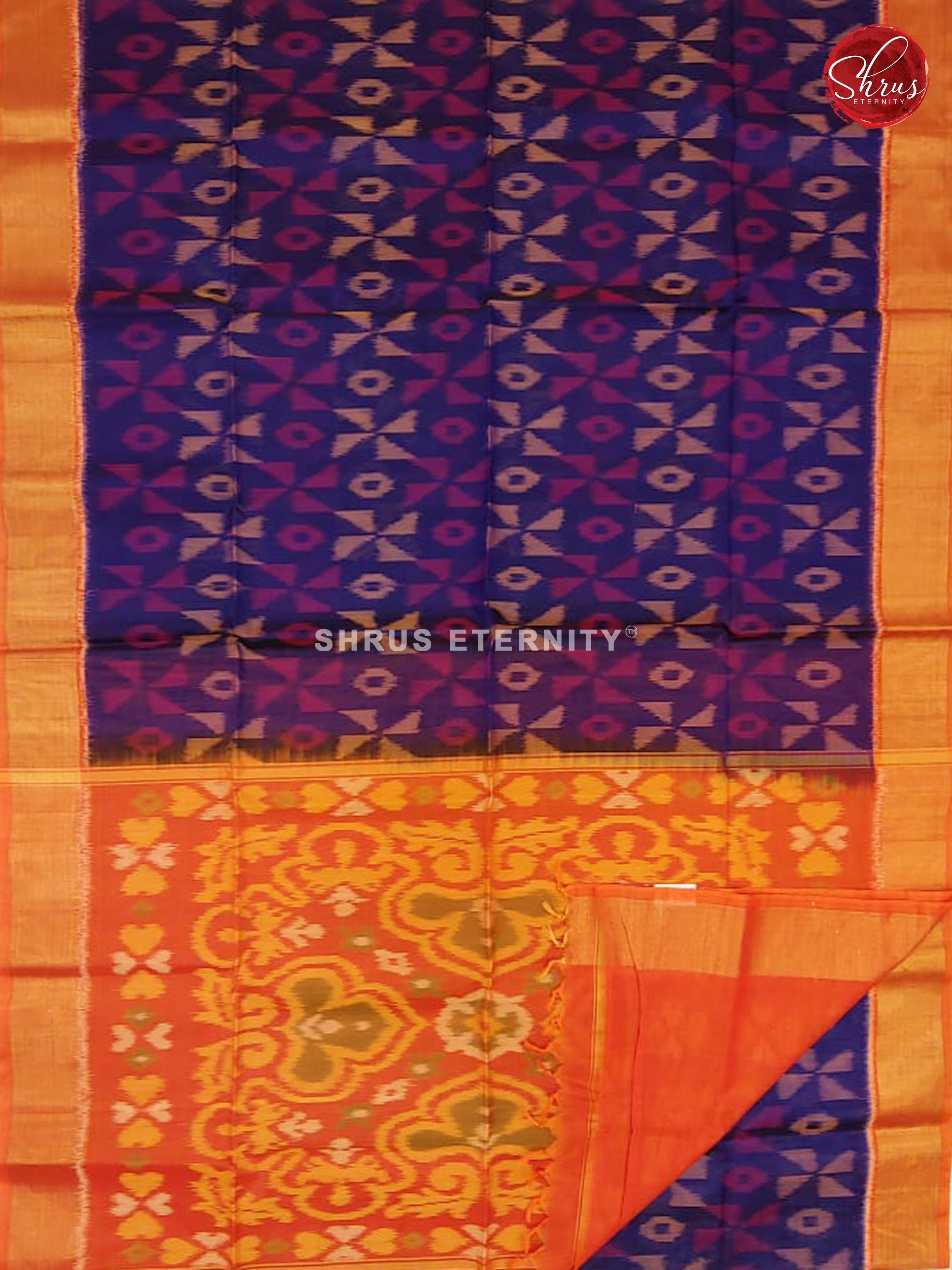 Blue & Orange - Pochampally Silk Cotton - Shop on ShrusEternity.com