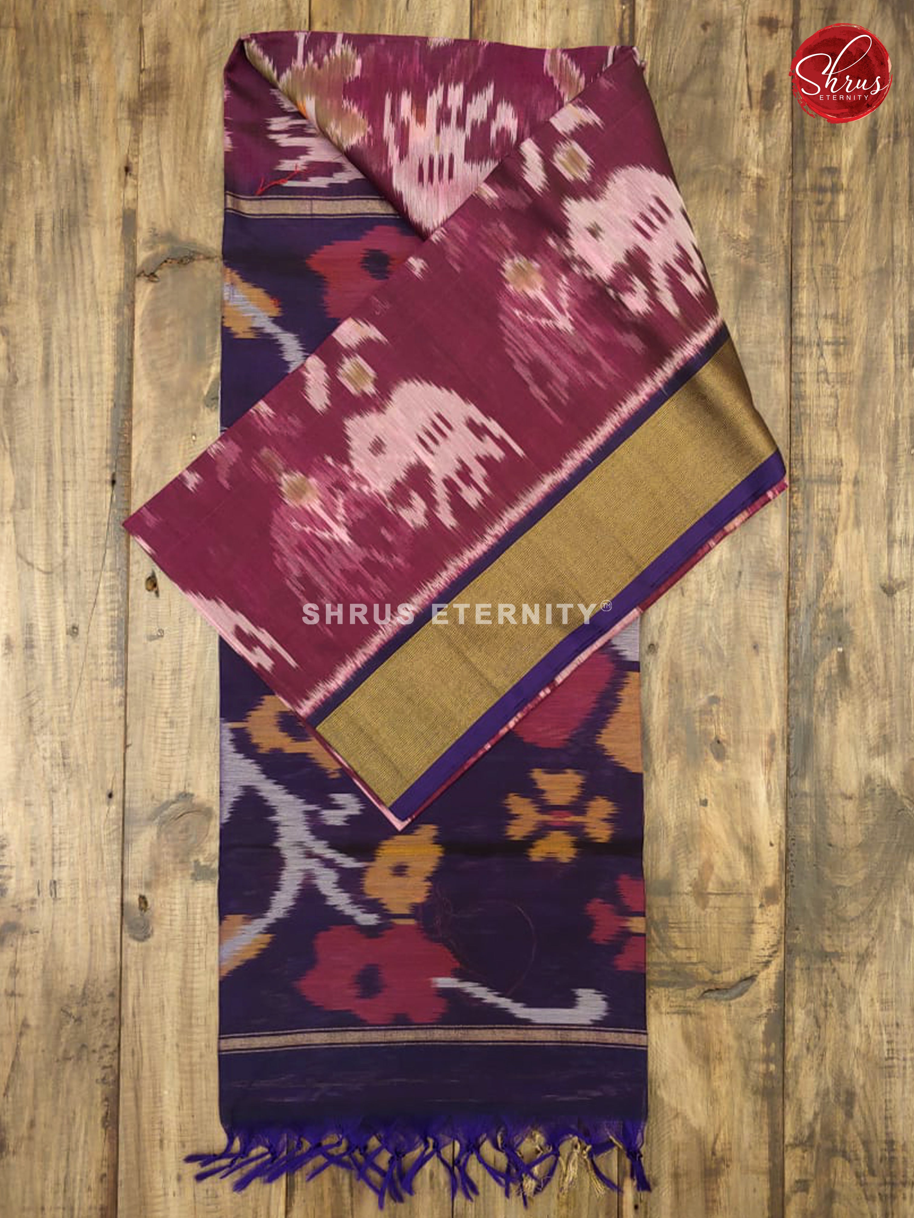 Maroon & Violet - Pochampally Silk Cotton - Shop on ShrusEternity.com