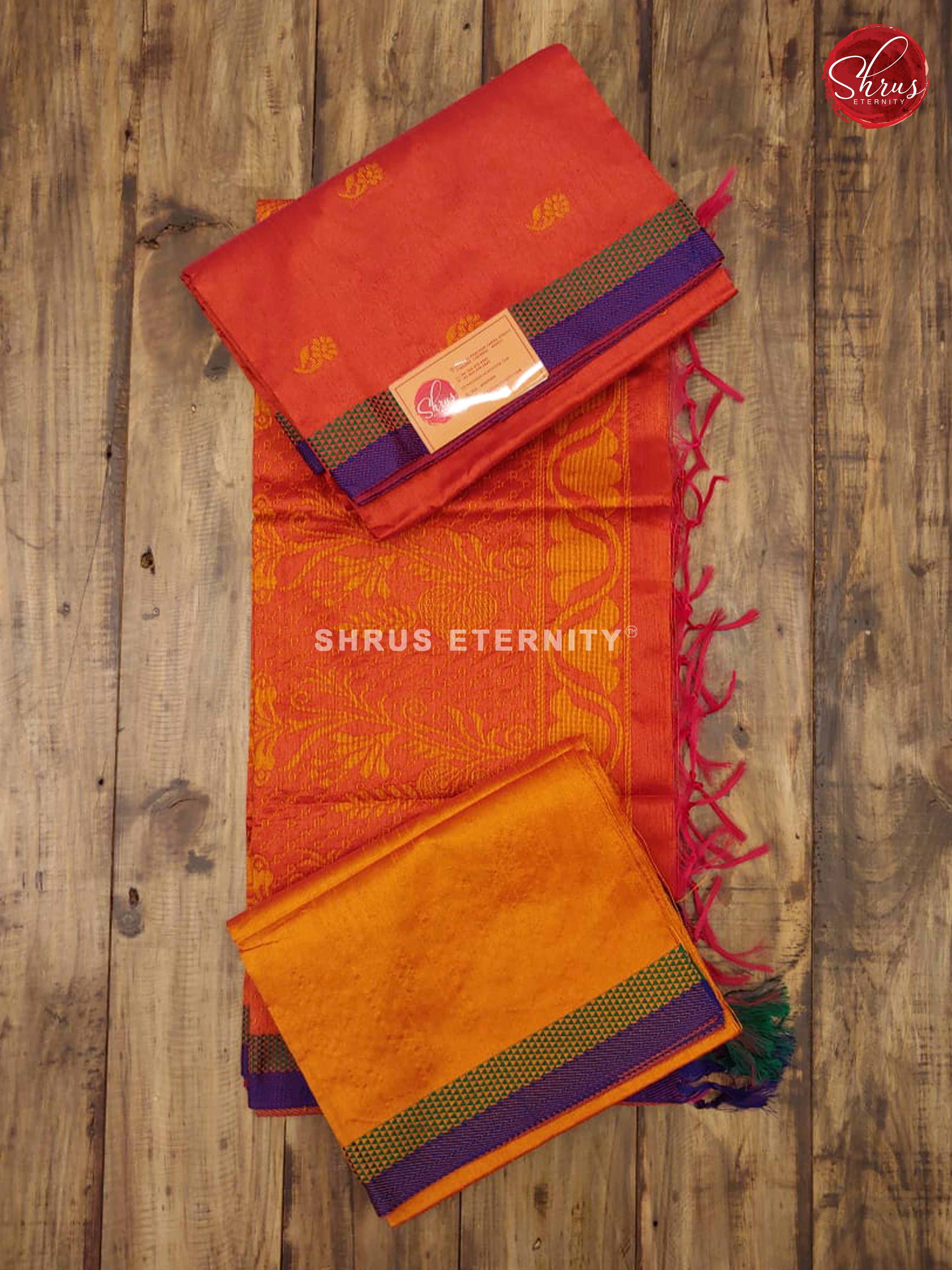 Brick Orange & Mustard - Semi Raw Silk Suit - Shop on ShrusEternity.com