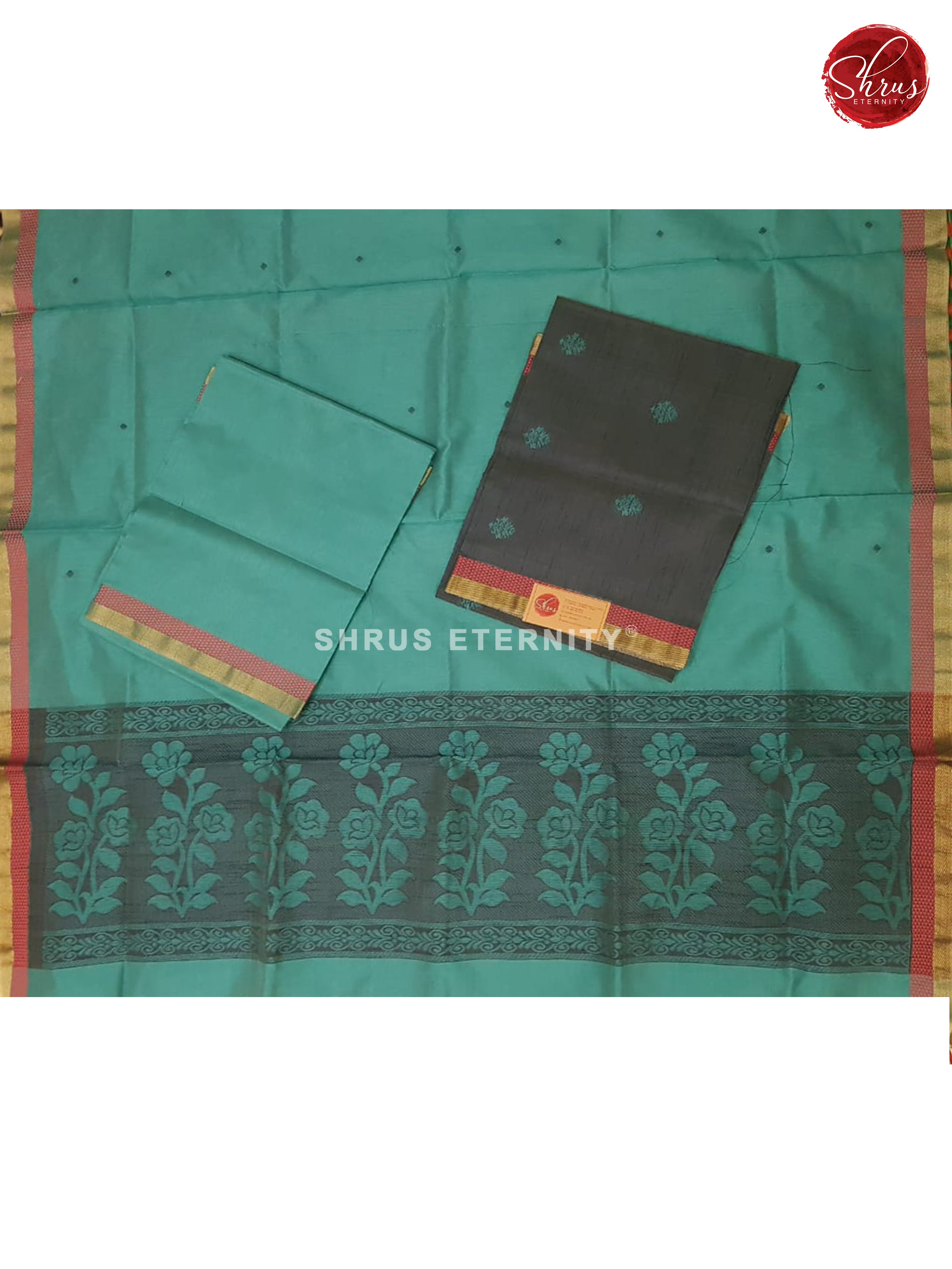 Steel Blue & Sea Green - Semi Raw Silk Suit - Shop on ShrusEternity.com