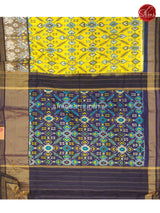 Lemon Yellow & Dark Blue - Ikkat Silk - Shop on ShrusEternity.com