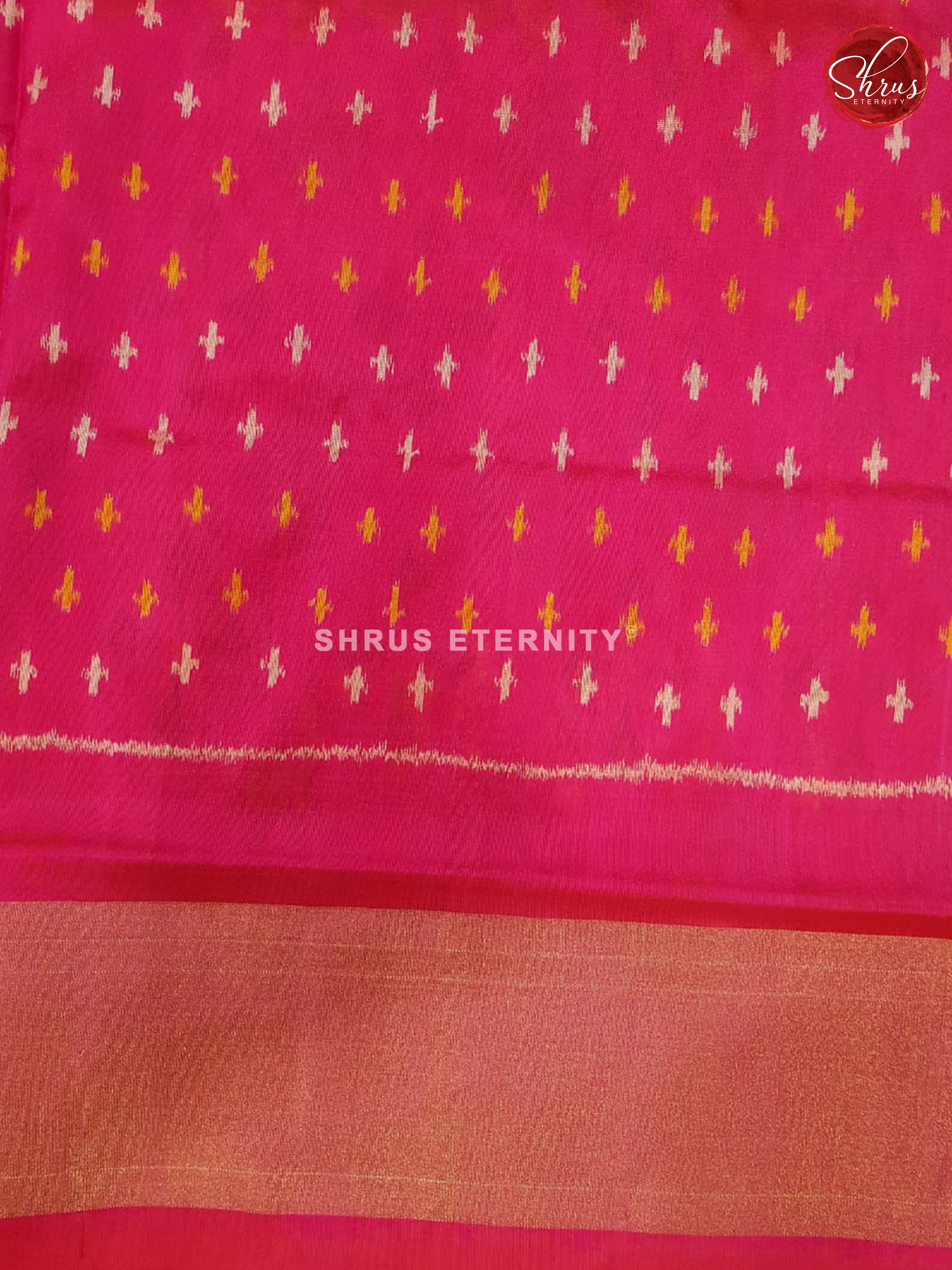 Cream & Pink - Ikkat Silk - Shop on ShrusEternity.com