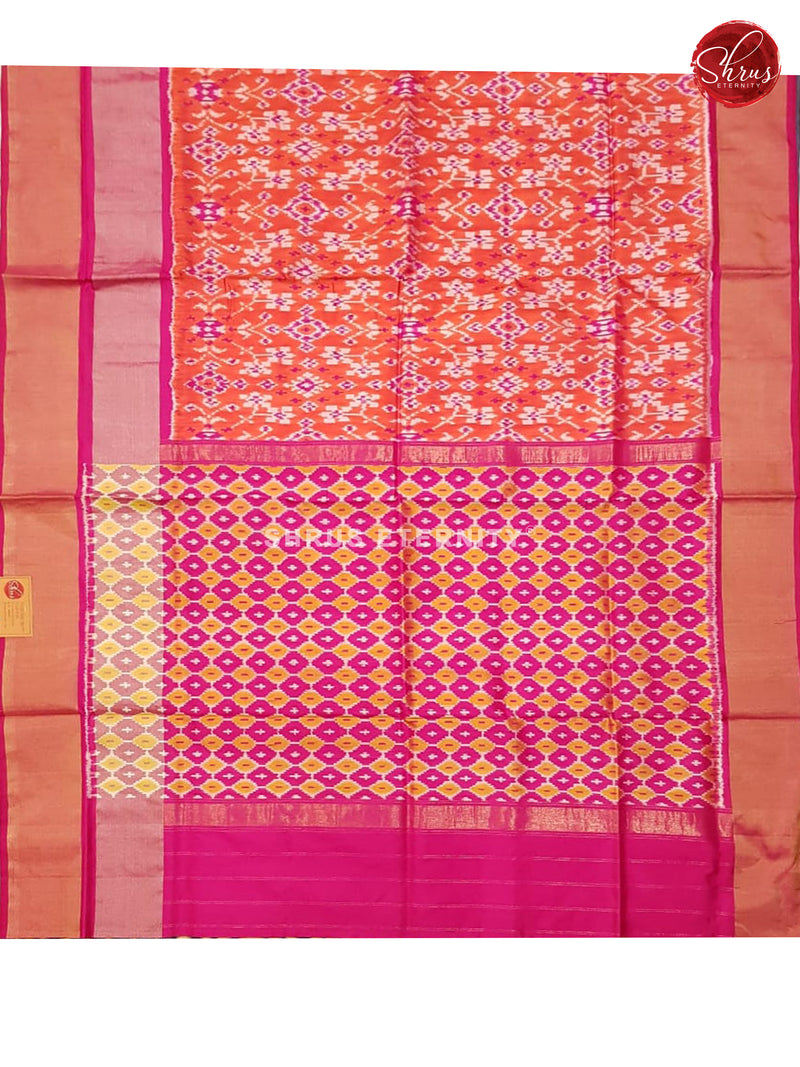 Orange & Pink - Ikkat Silk - Shop on ShrusEternity.com