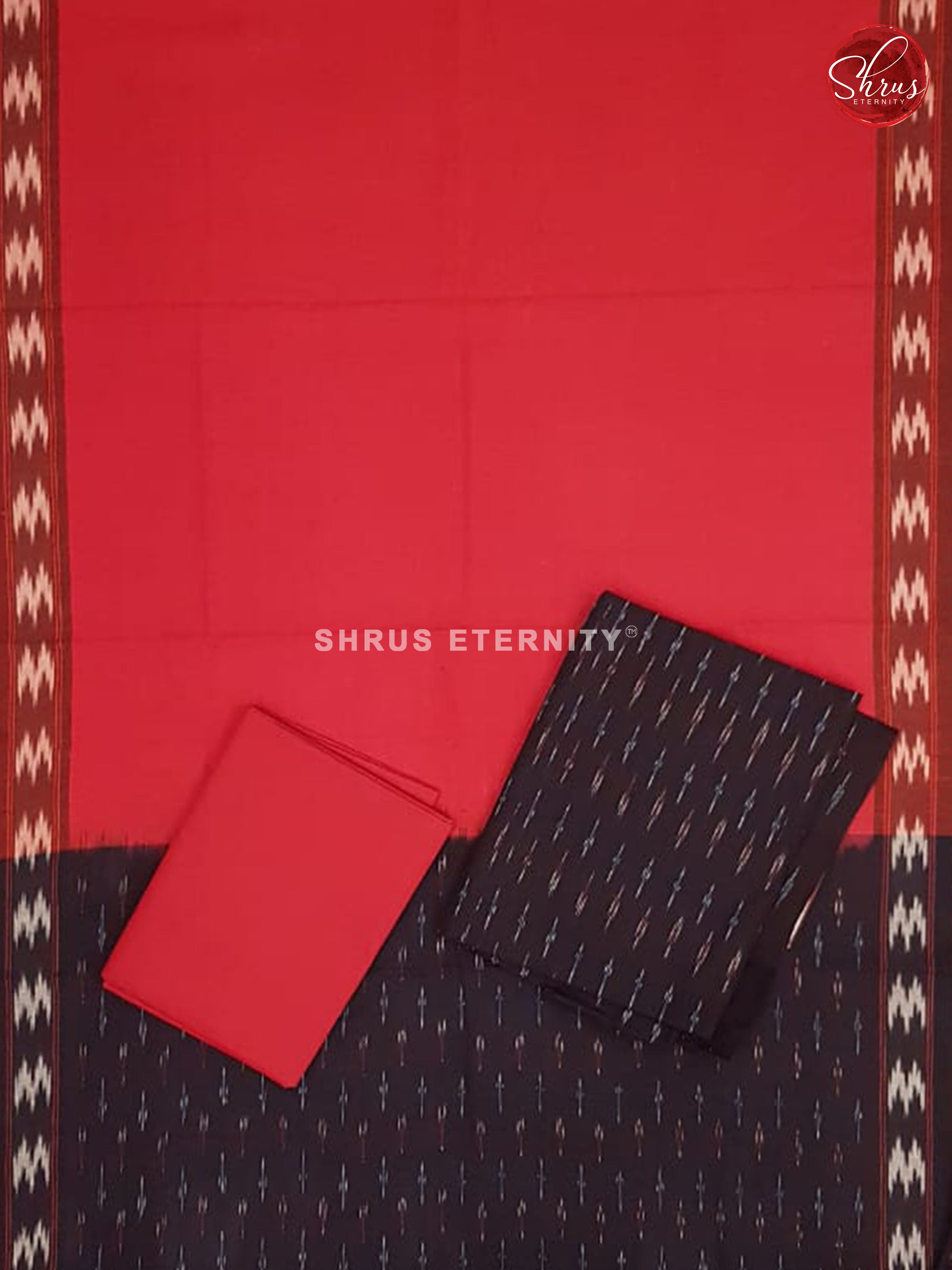 Black & Red - Ikkat Cotton Salwar - Shop on ShrusEternity.com