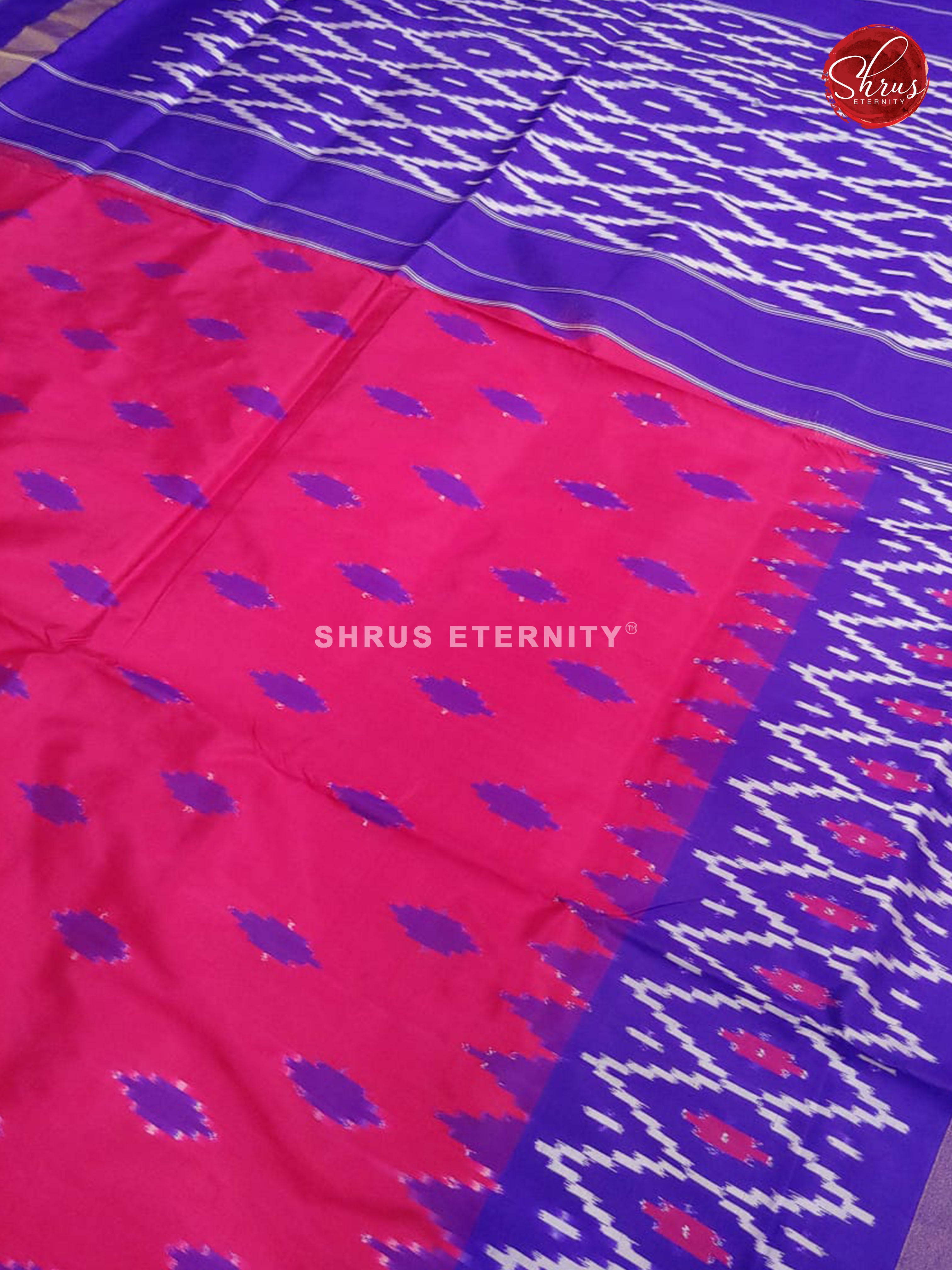 Pink & Blue - Ikkat Silk - Shop on ShrusEternity.com