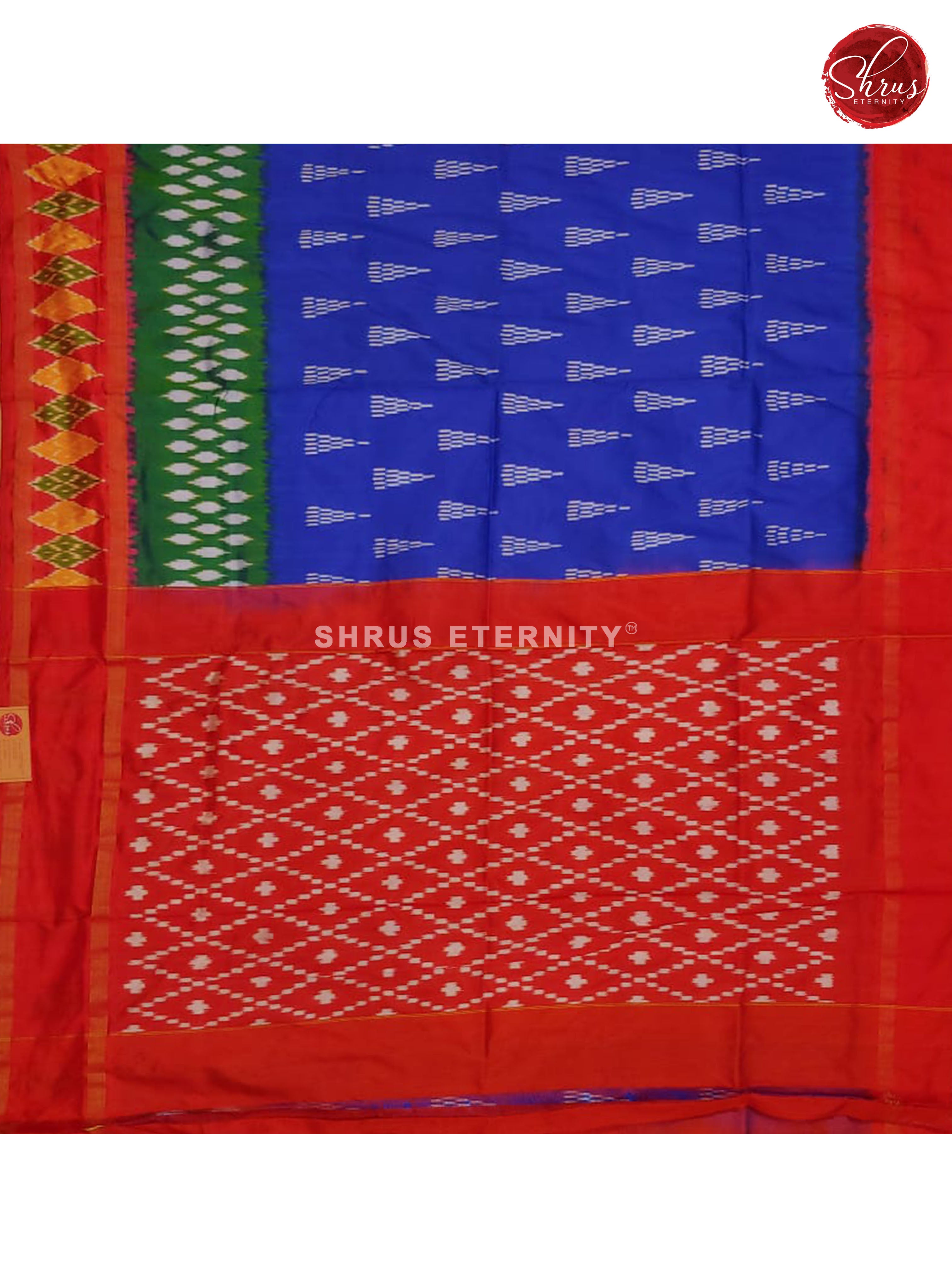Blue & Red - Ikkat Silk - Shop on ShrusEternity.com
