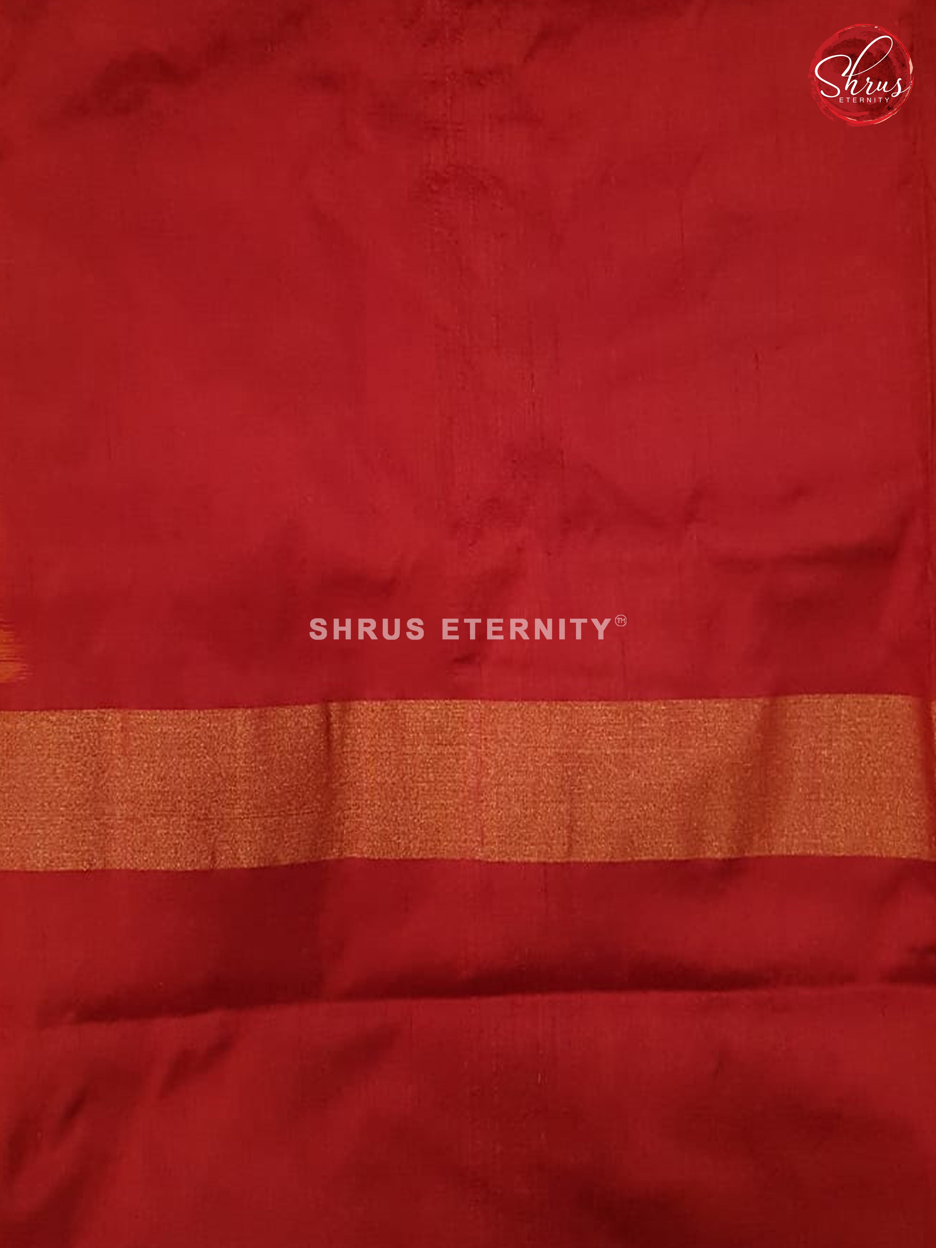 Yellow & Dark Red - Ikkat Silk - Shop on ShrusEternity.com