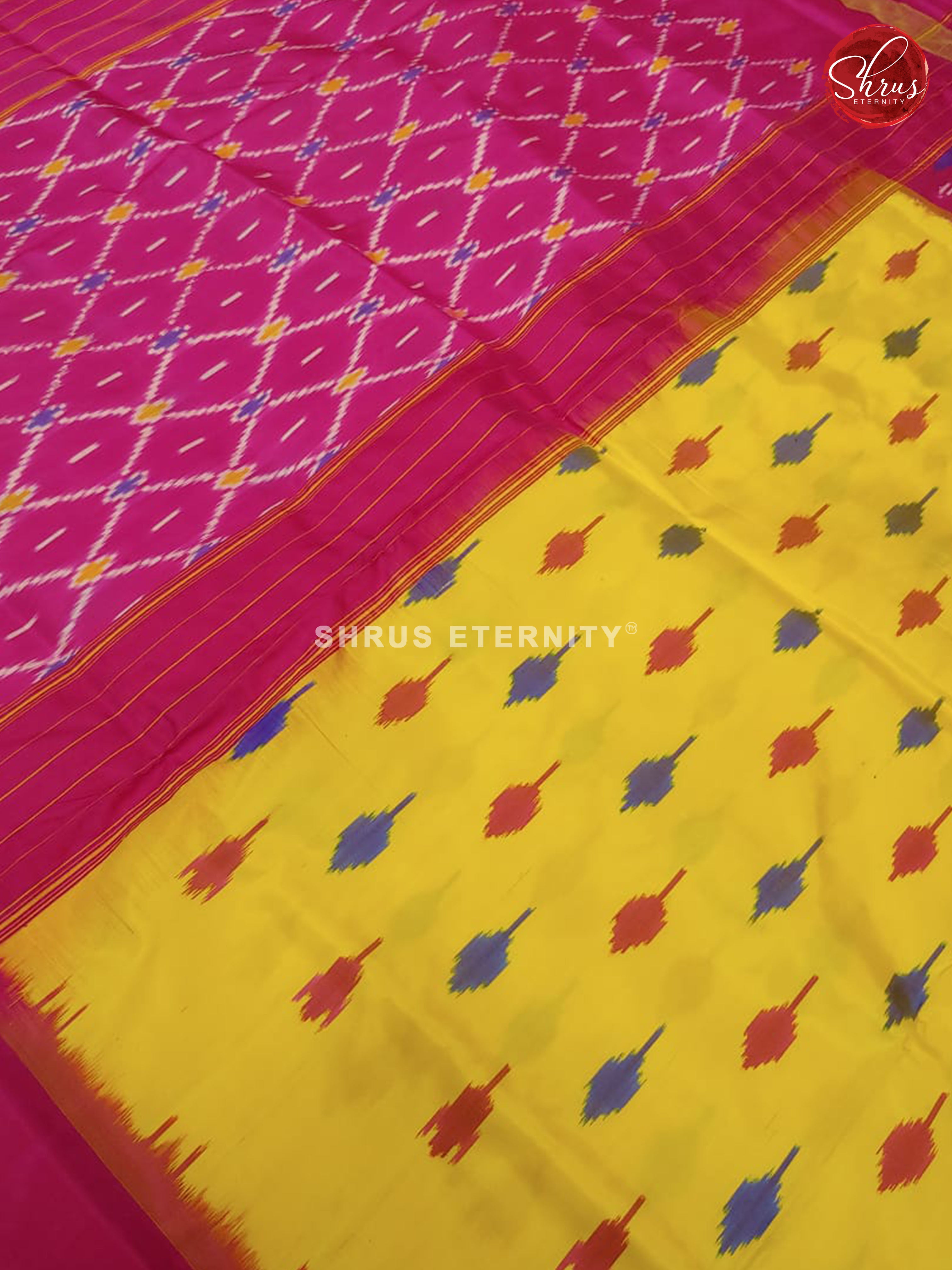 Yellow & Majenta - Ikkat Silk - Shop on ShrusEternity.com