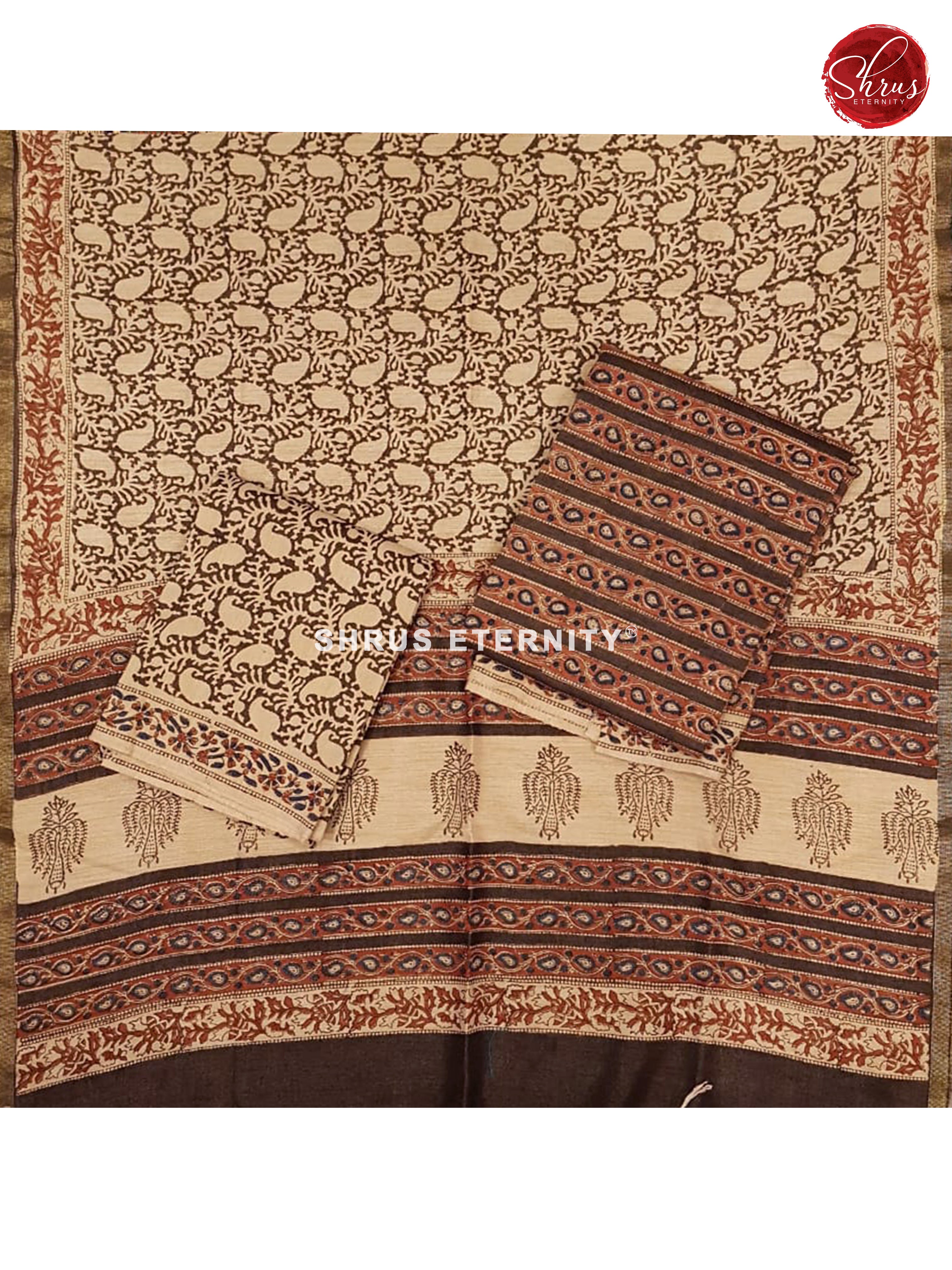 Dark Brown & Off White - Khadi Cotton Salwar - Shop on ShrusEternity.com