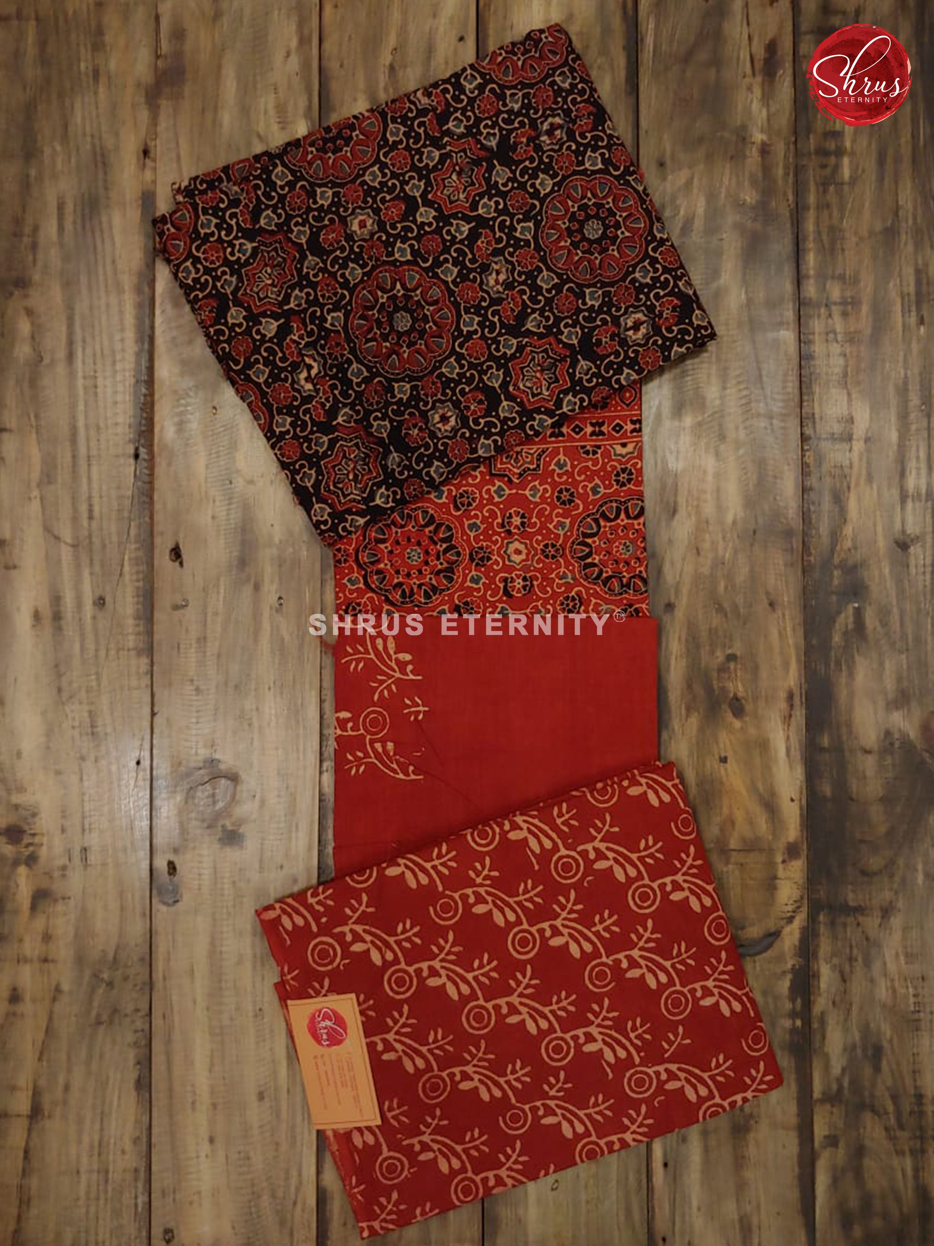 Black & Brick Red - Ajrakh Block print - Shop on ShrusEternity.com