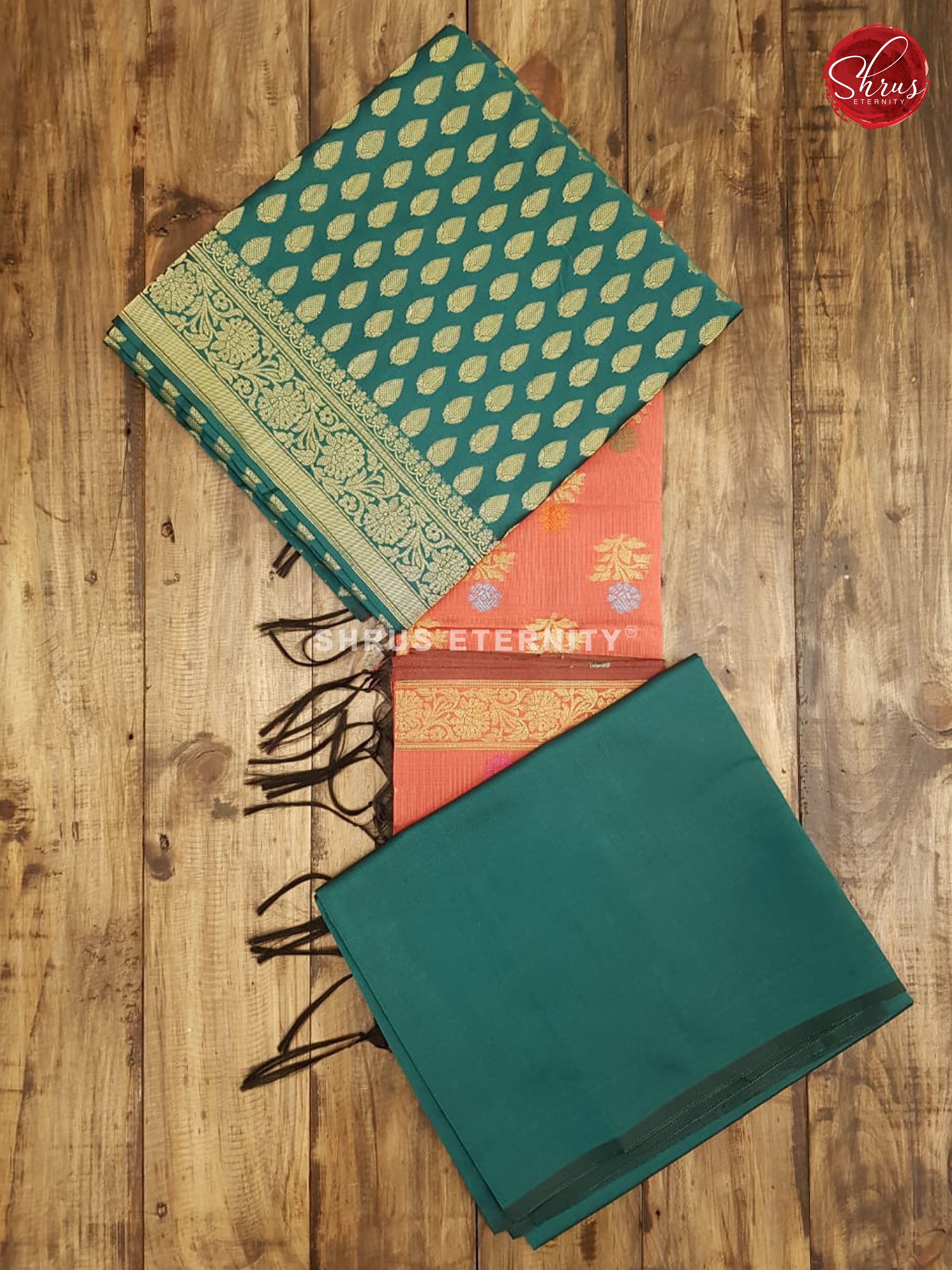 Green & Pink - Semi Banarasi Suit - Shop on ShrusEternity.com