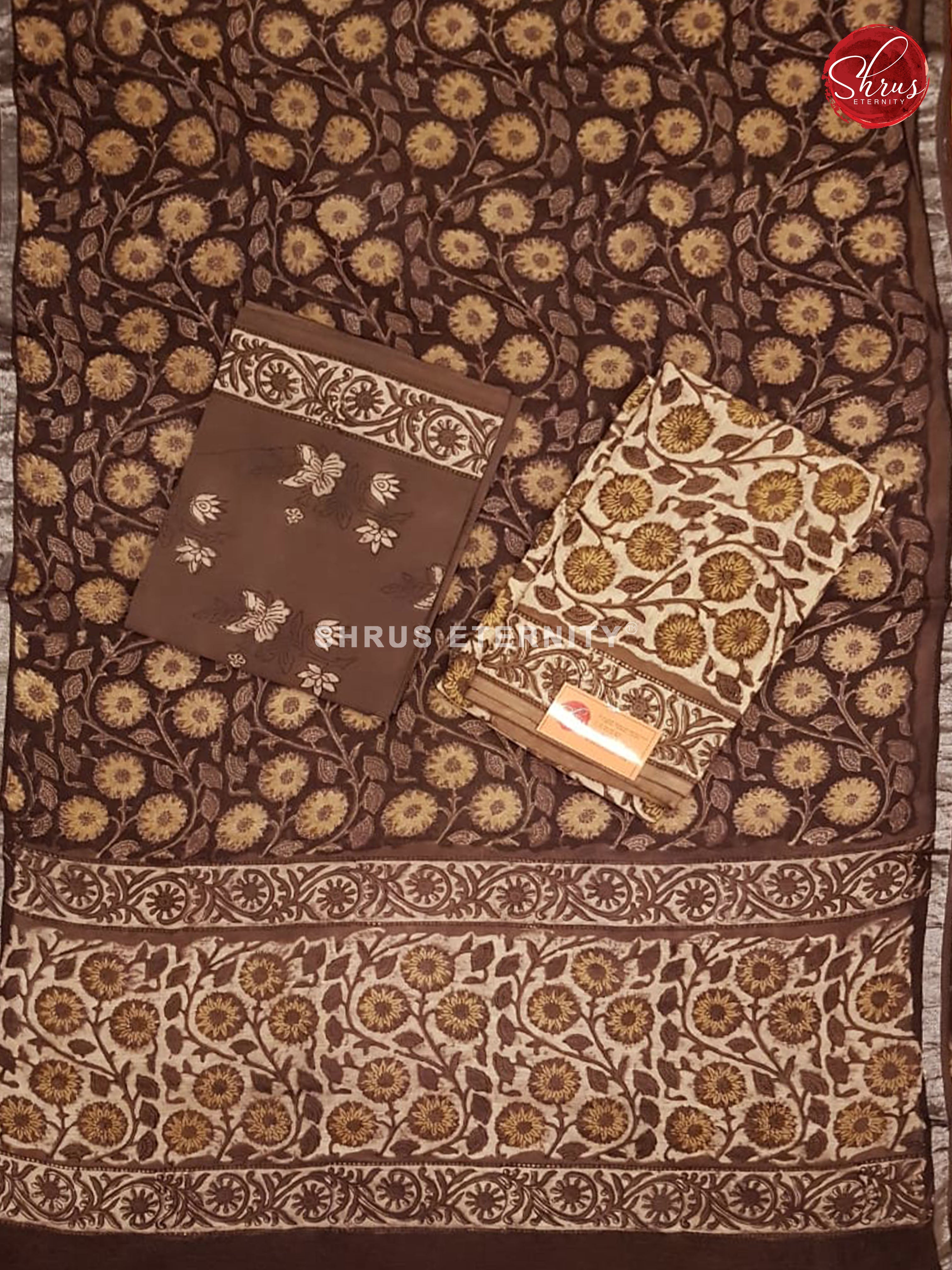 Cream & Brown - Khadi Linen Salwar Suit - Shop on ShrusEternity.com