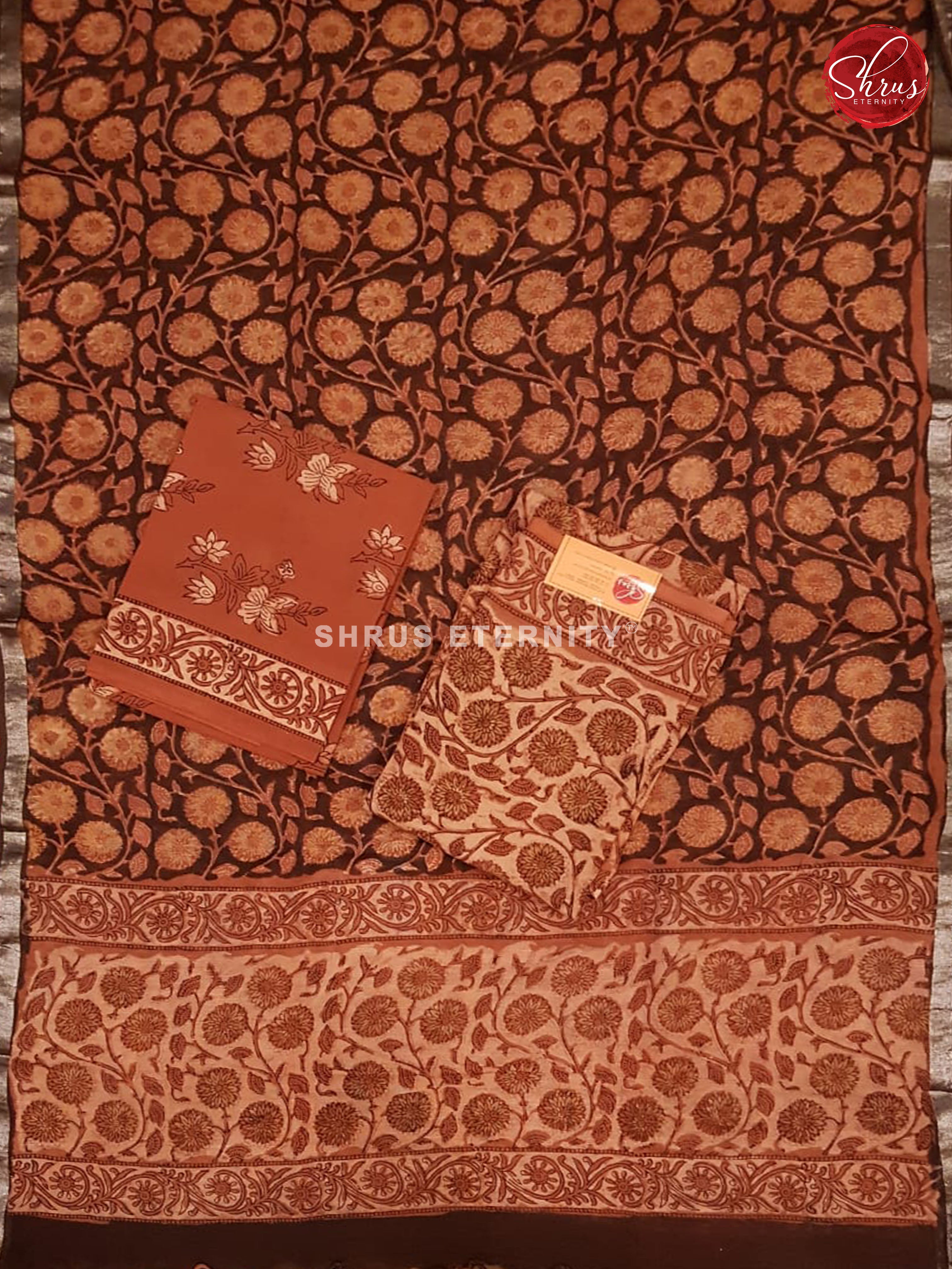 Brick Orange & Brown - Khadi Linen Salwar Suit - Shop on ShrusEternity.com