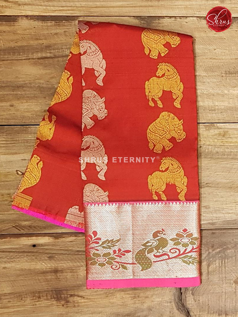 Pink & Red - Pattu Pavadai 0-2 Years - Shop on ShrusEternity.com