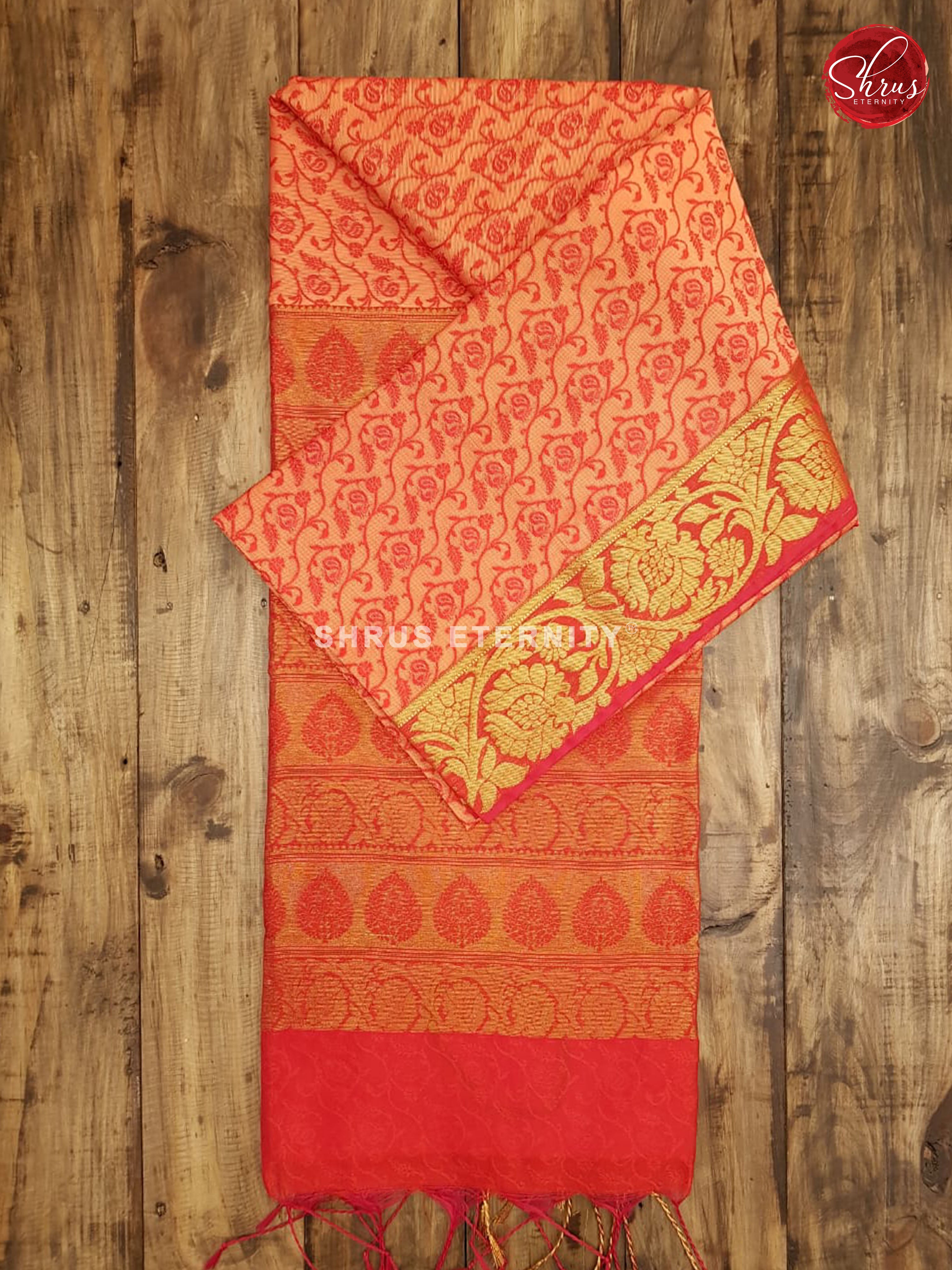 Orangish Pink & Red - Kora Cotton Silk - Shop on ShrusEternity.com