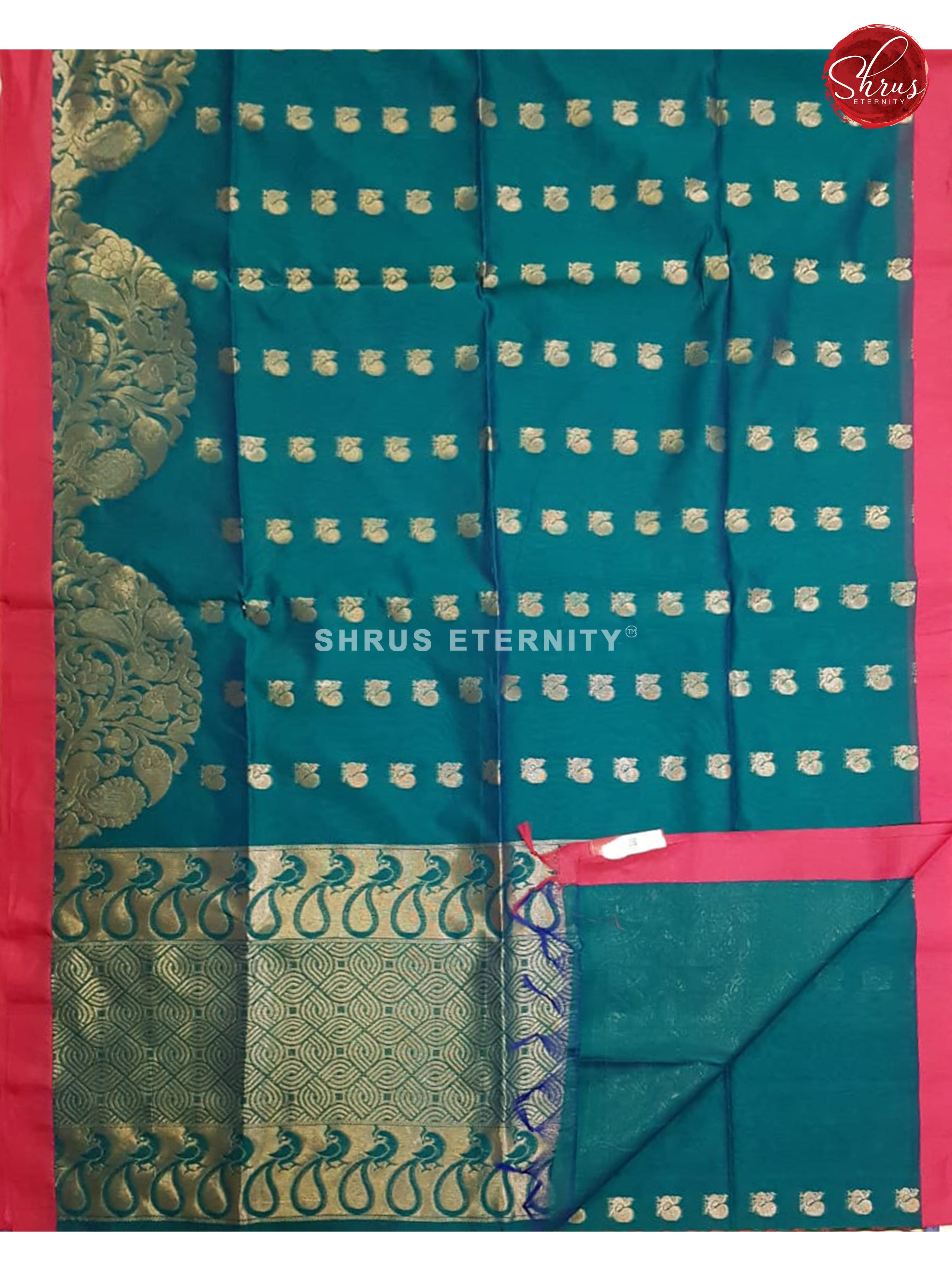 Teal Green & Pink - Kora Cotton Silk - Shop on ShrusEternity.com