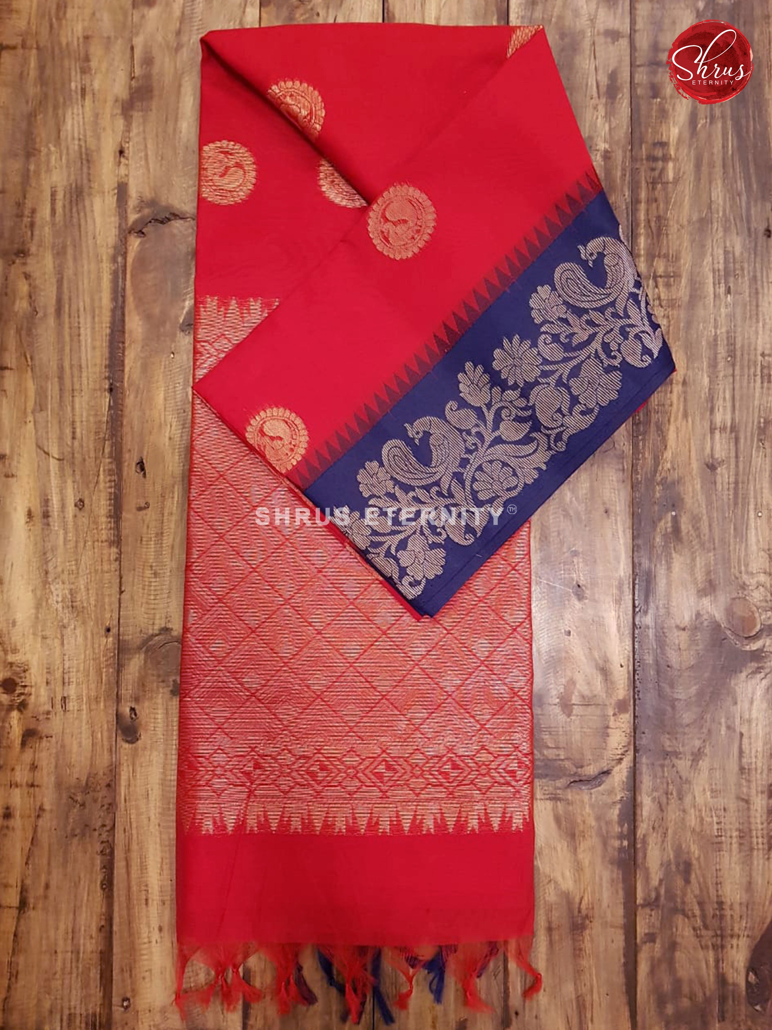 Red & Blue  - Kora Cotton Silk - Shop on ShrusEternity.com