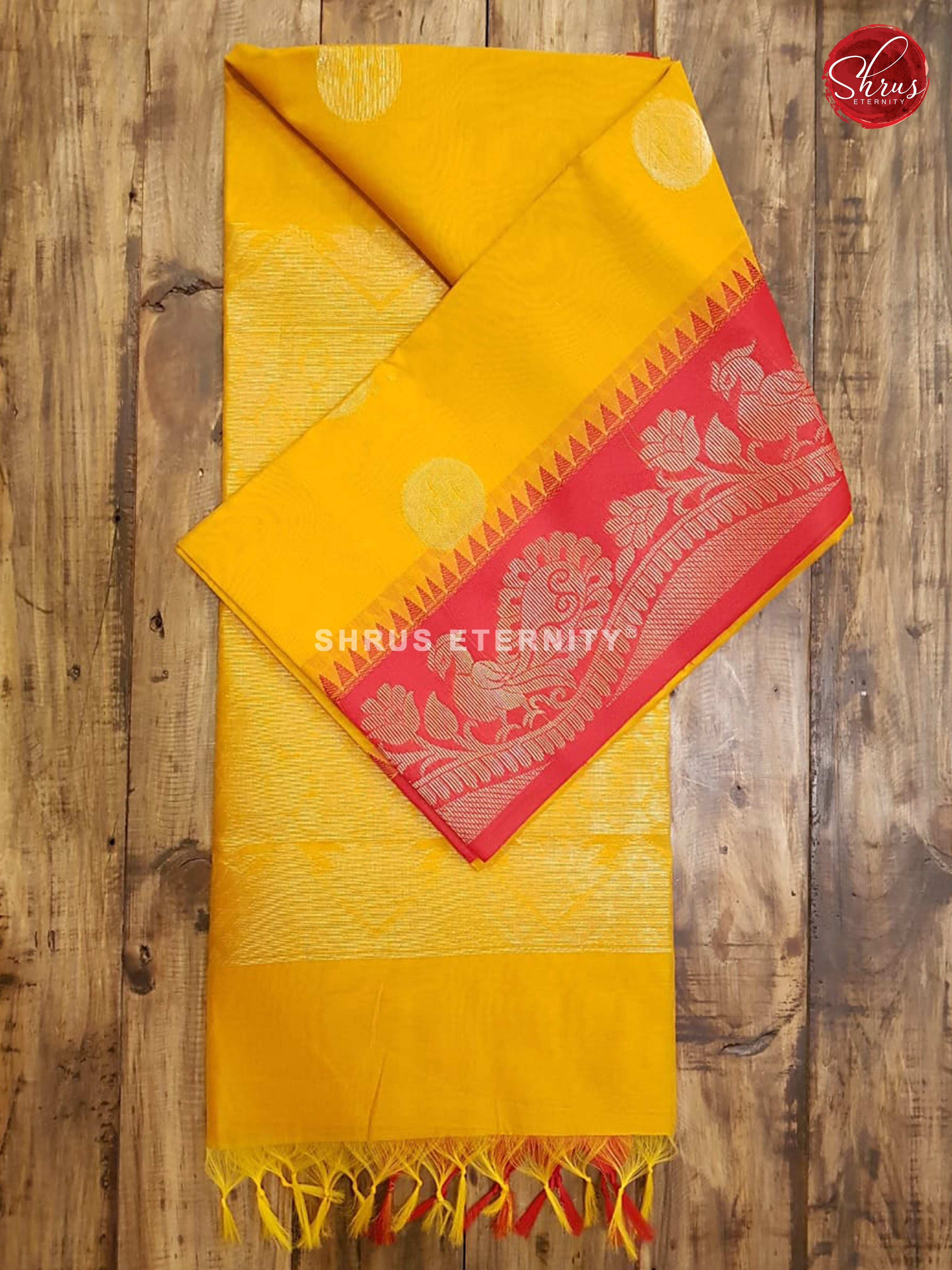 Yellow & Red - Kora Cotton Silk - Shop on ShrusEternity.com