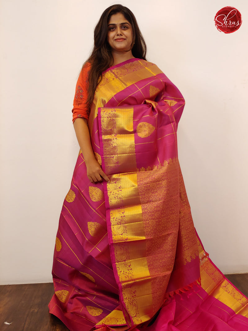 Onion Pink(Single Tone)   - Kanchipuram Silk - Shop on ShrusEternity.com
