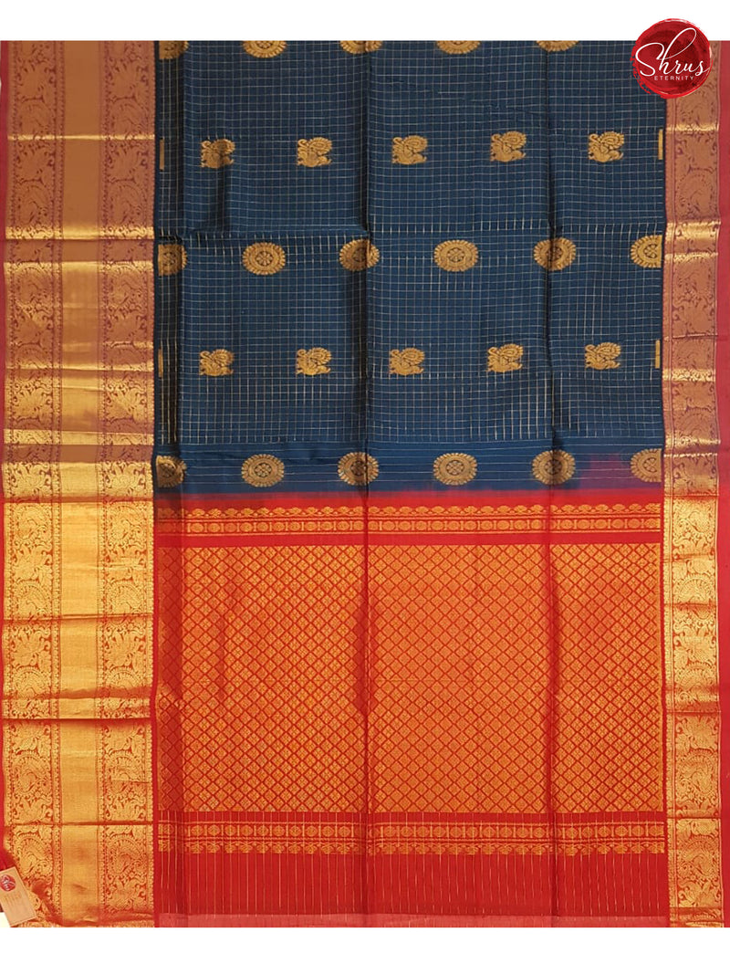 Peacock Blue & Red -  Silk Cotton - Shop on ShrusEternity.com