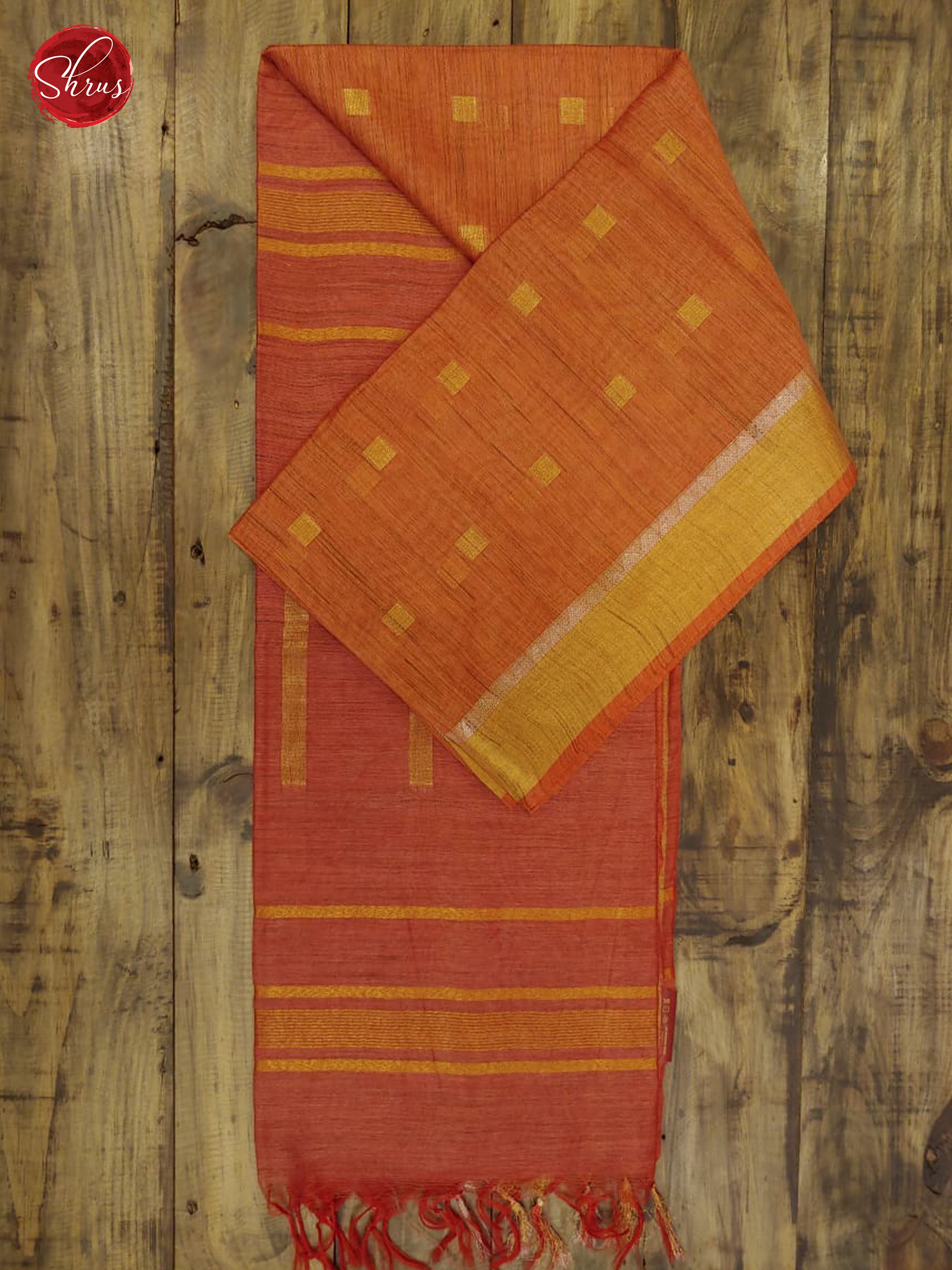 Orange & Red -Semi Tussar with Gold Zari - Shop on ShrusEternity.com