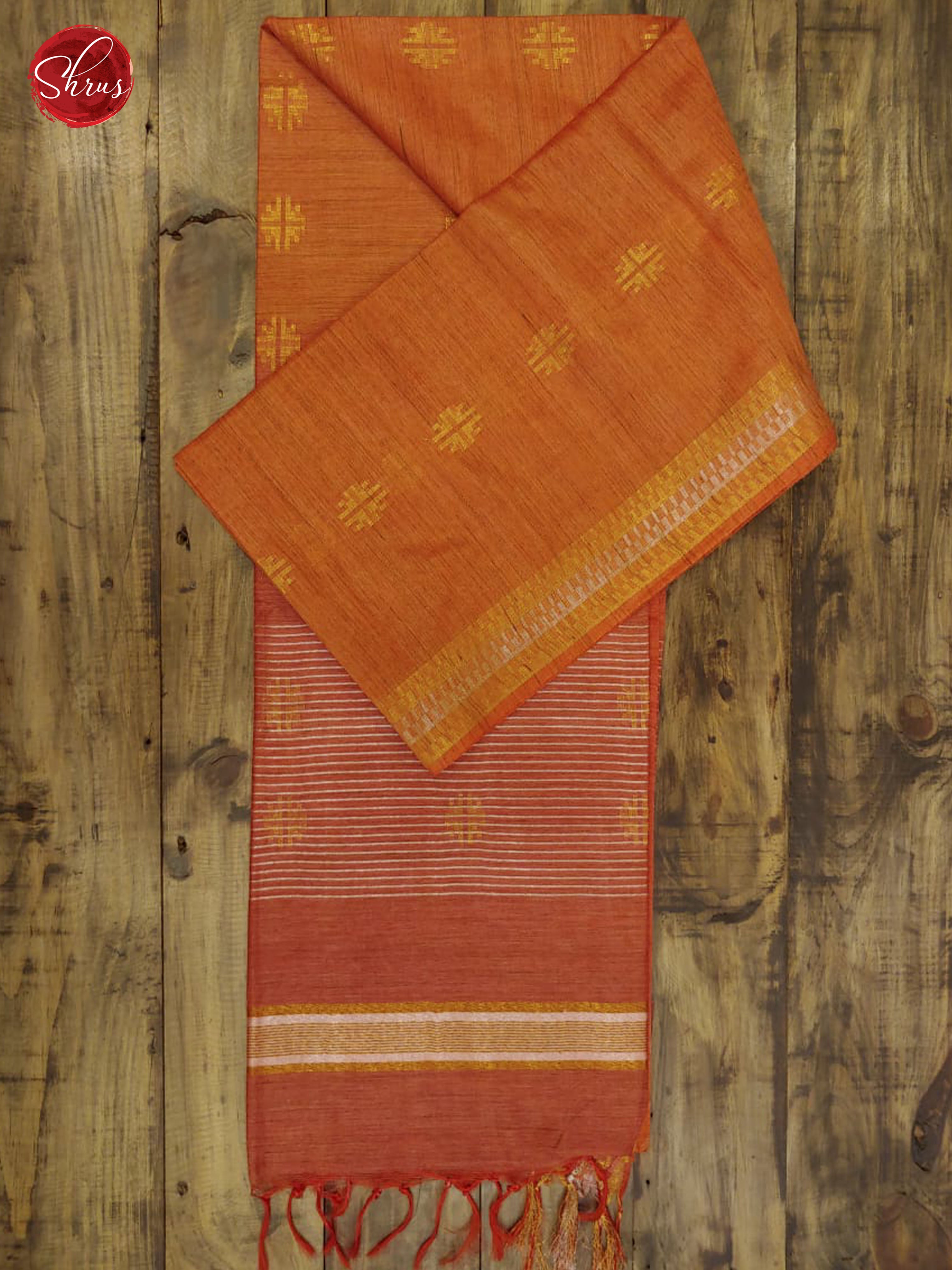 Orange & Red - Semi Tussar with Gold zari - Shop on ShrusEternity.com