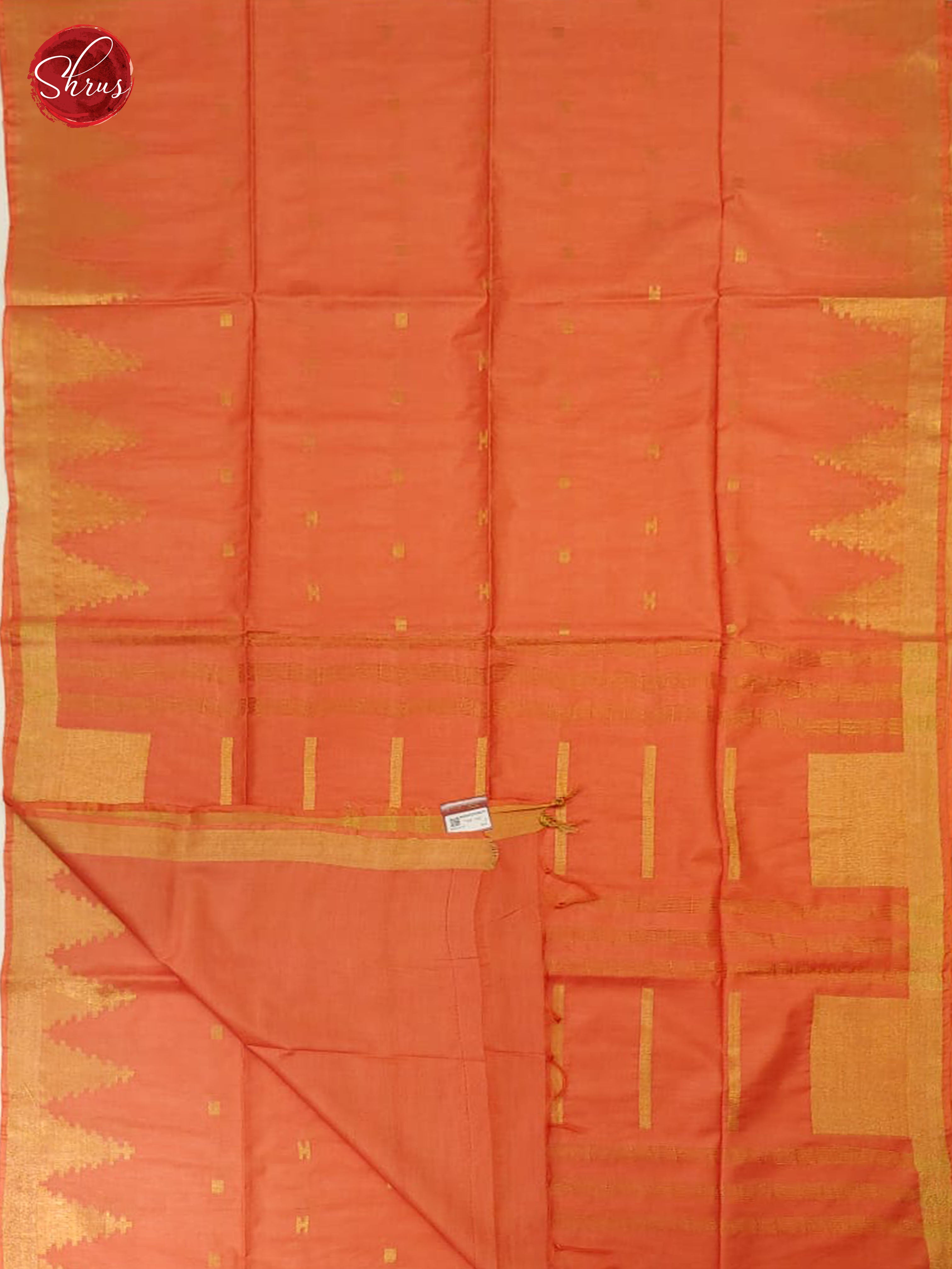 Orange(Single Tone) - Semi Tussar with Gold Zari - Shop on ShrusEternity.com