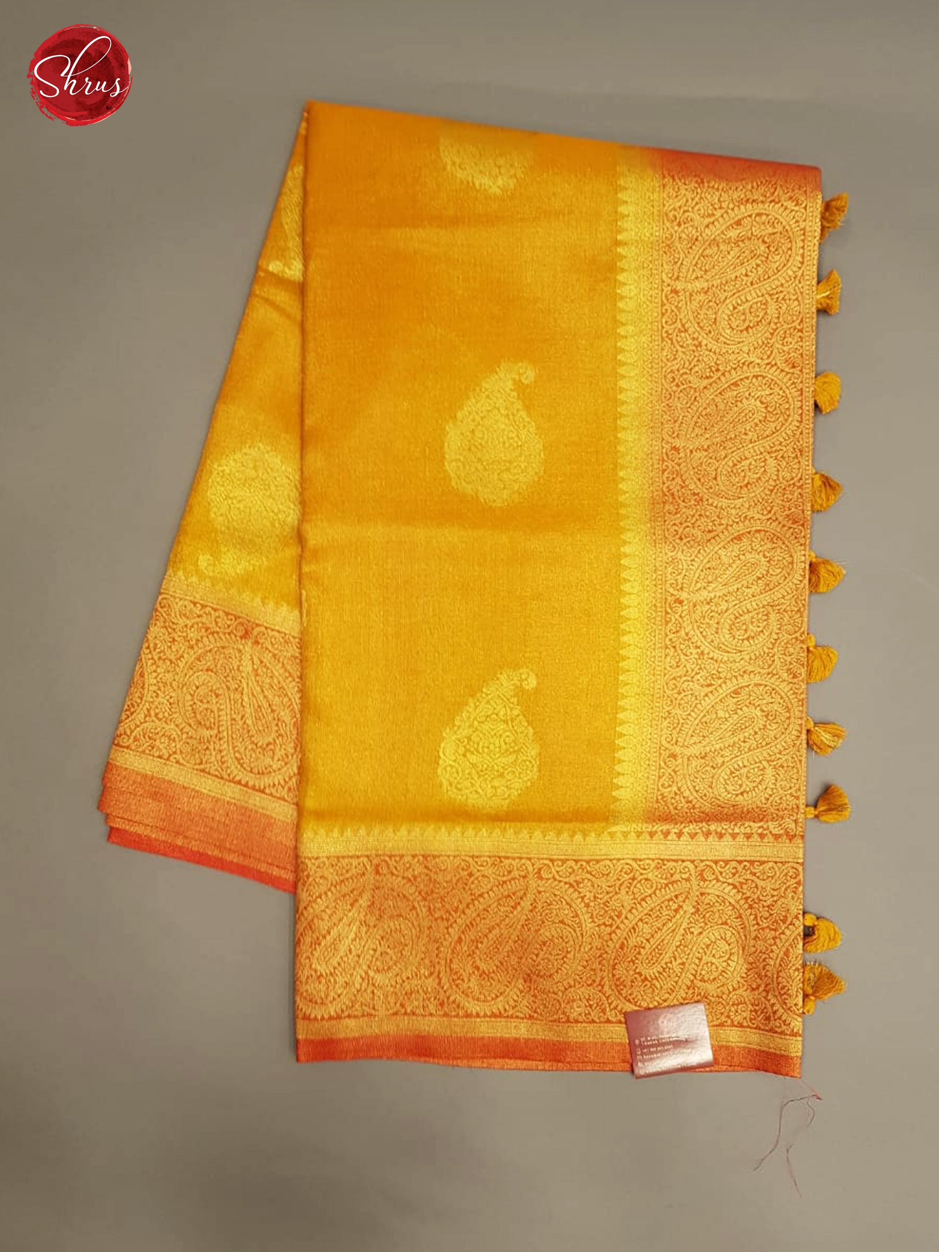 Mustard & Orange - Semi Banarasi with Gold Zari - Shop on ShrusEternity.com