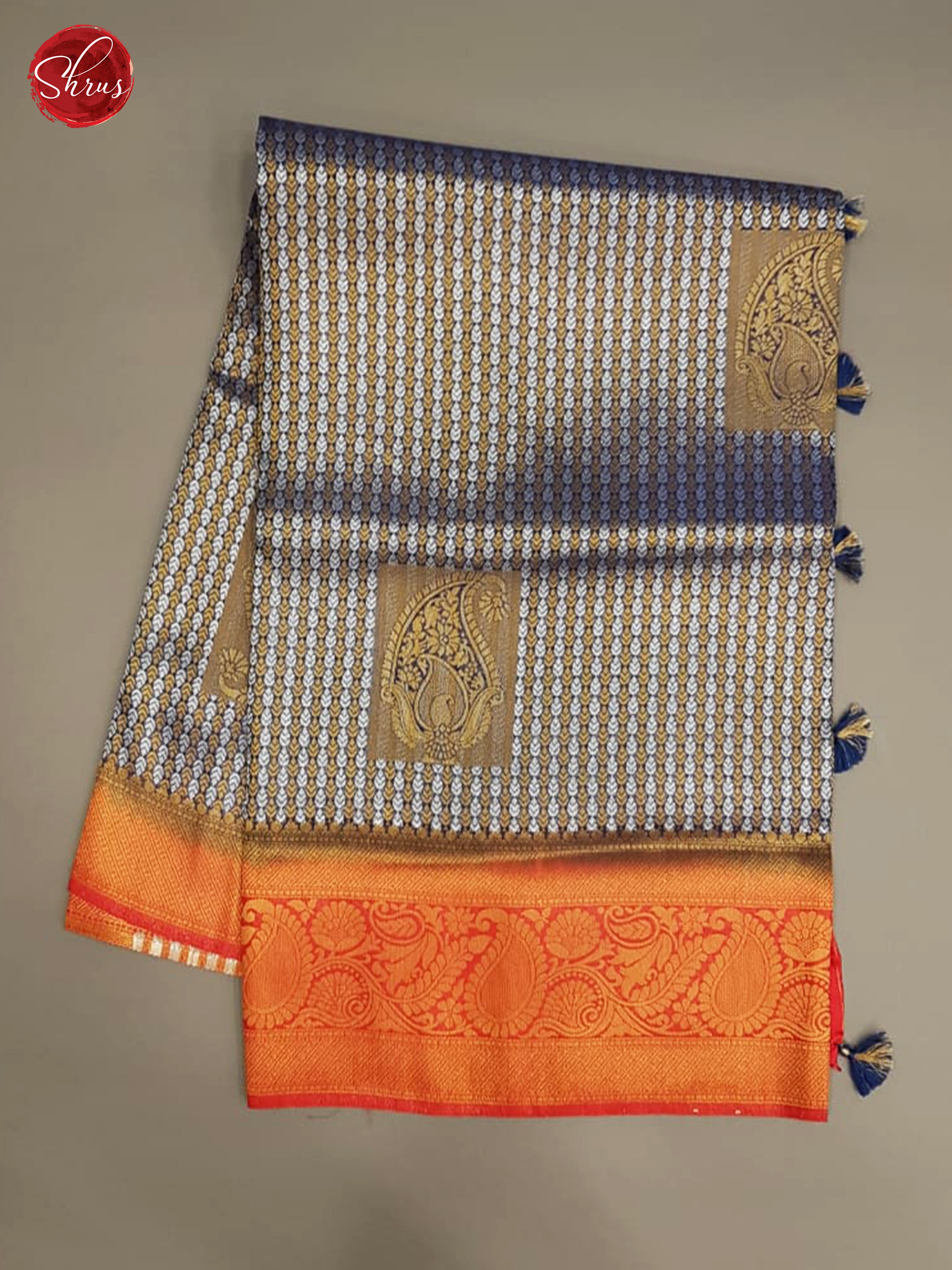 Blue &  Red - Semi Banarasi with Gold , Silver Zari - Shop on ShrusEternity.com