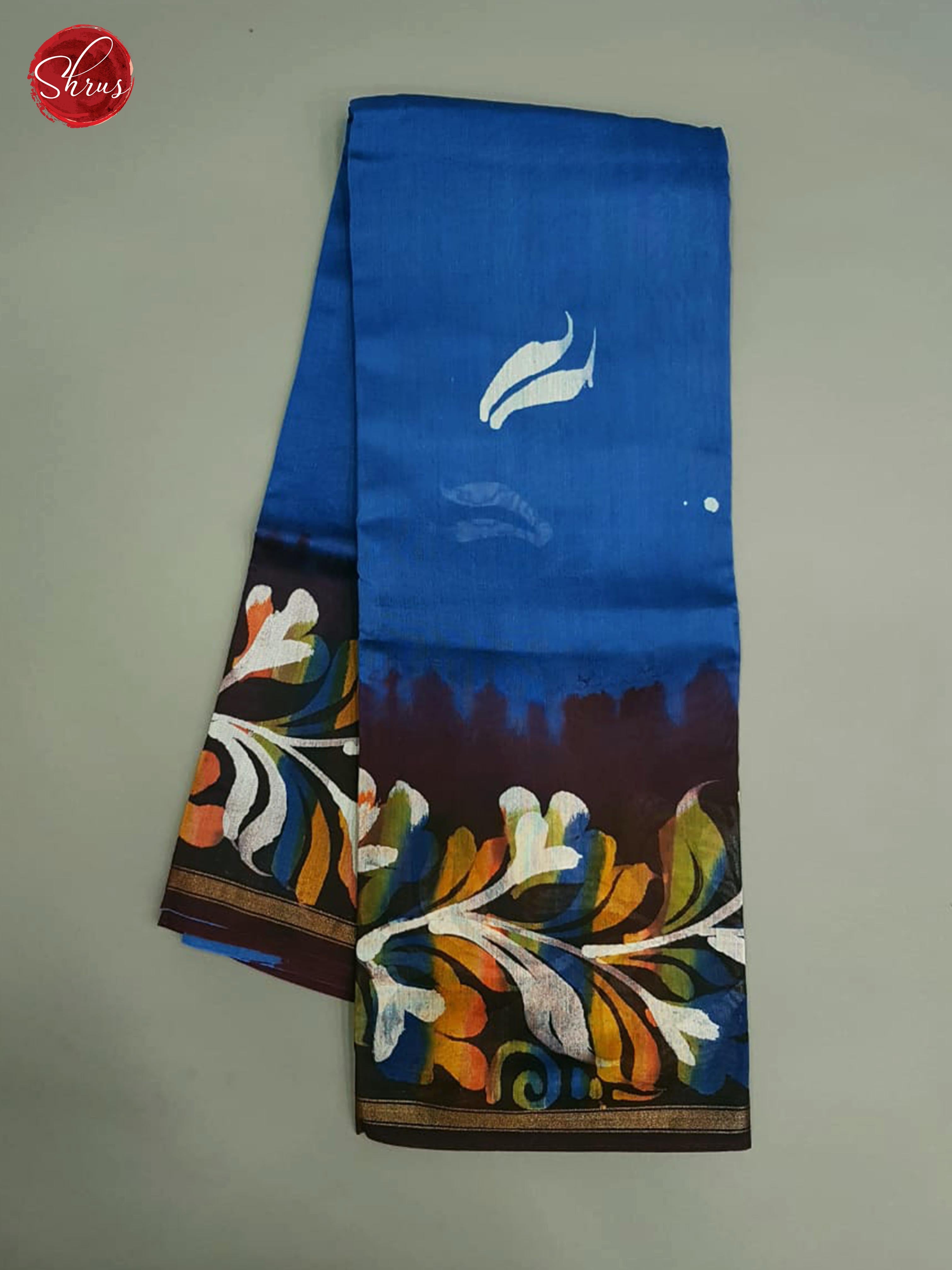 Blue & Brown - Chanderi with Bhatik Hand Paint - Shop on ShrusEternity.com