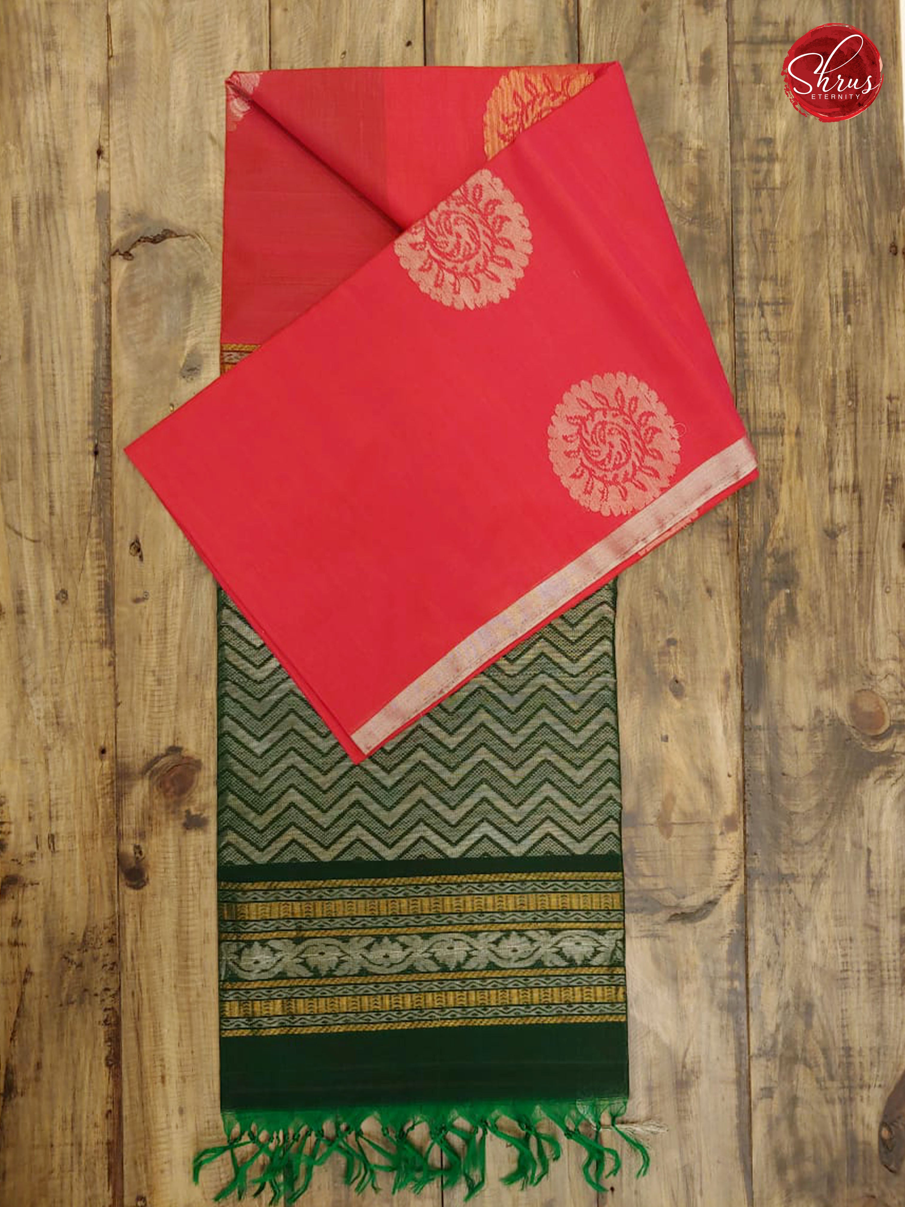 Reddish Pink & Green - Silk Cotton - Shop on ShrusEternity.com