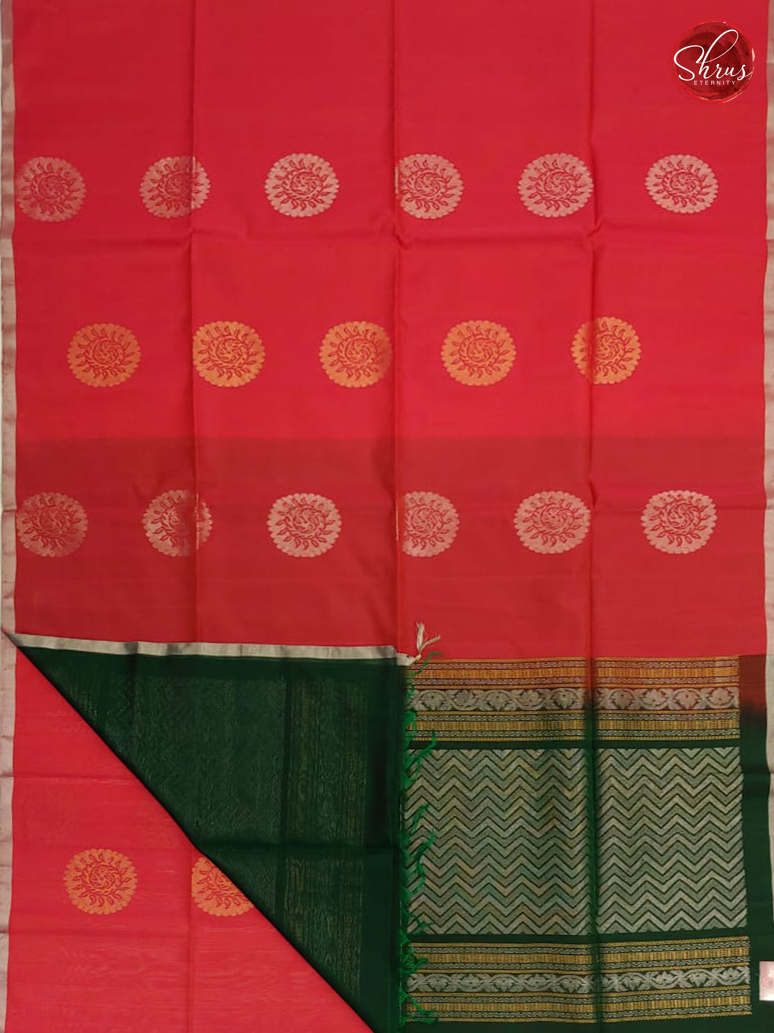 Reddish Pink & Green - Silk Cotton - Shop on ShrusEternity.com
